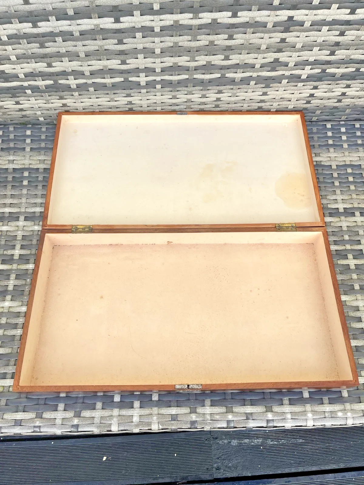 Home Decor Superb Antique C1900 Belgian Wooden Whalebone Corset Storage Box Gold Writing photo