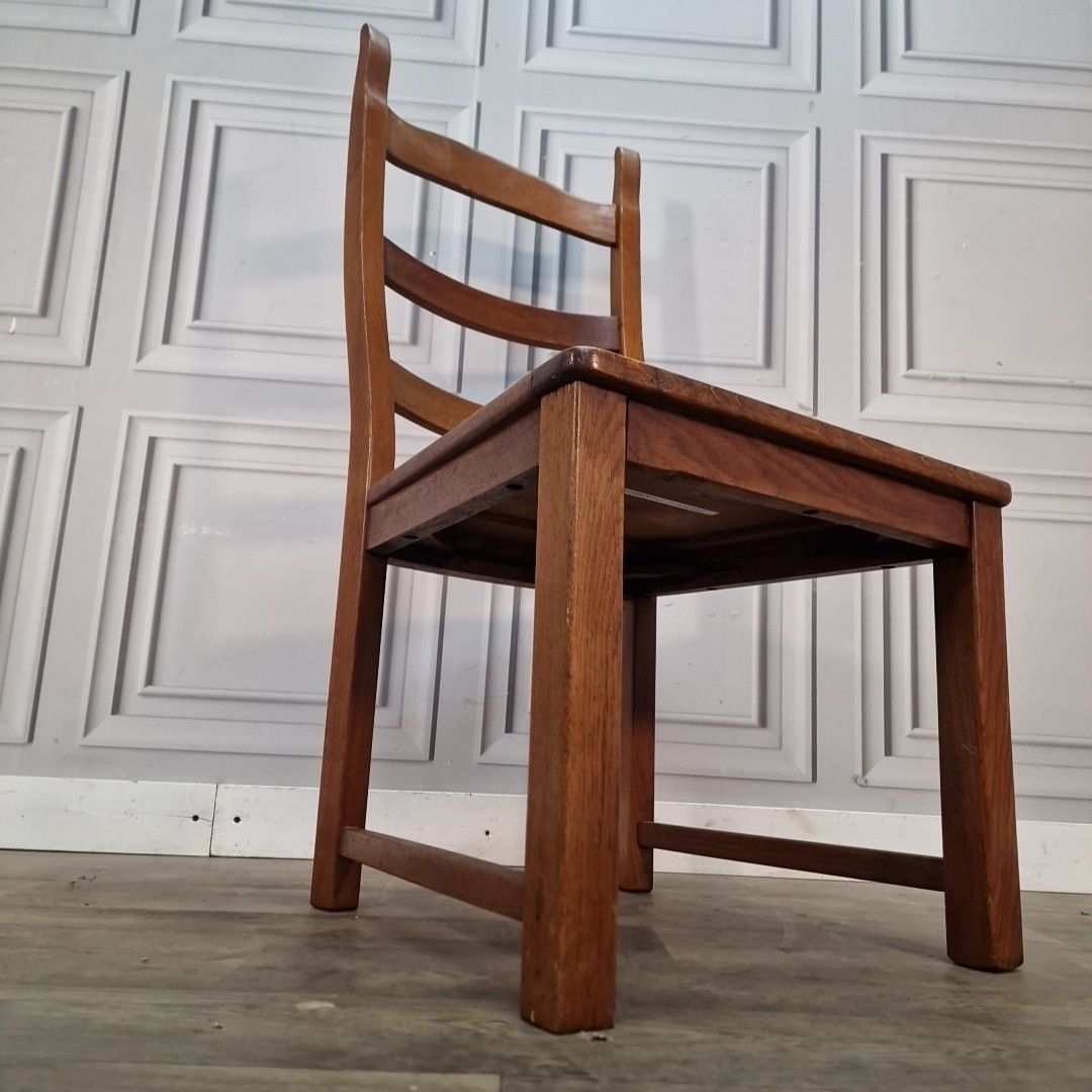 Vintage Oak Dining Chair Solid Wood Ladder Back Mid Century Desk Hall Seat photo for sale