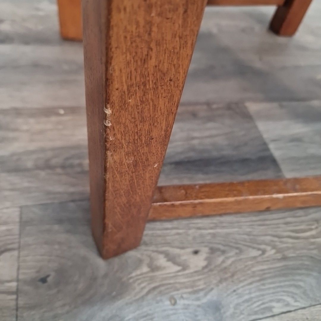 Furniture Vintage Oak Dining Chair Solid Wood Ladder Back Mid Century Desk Hall Seat photo