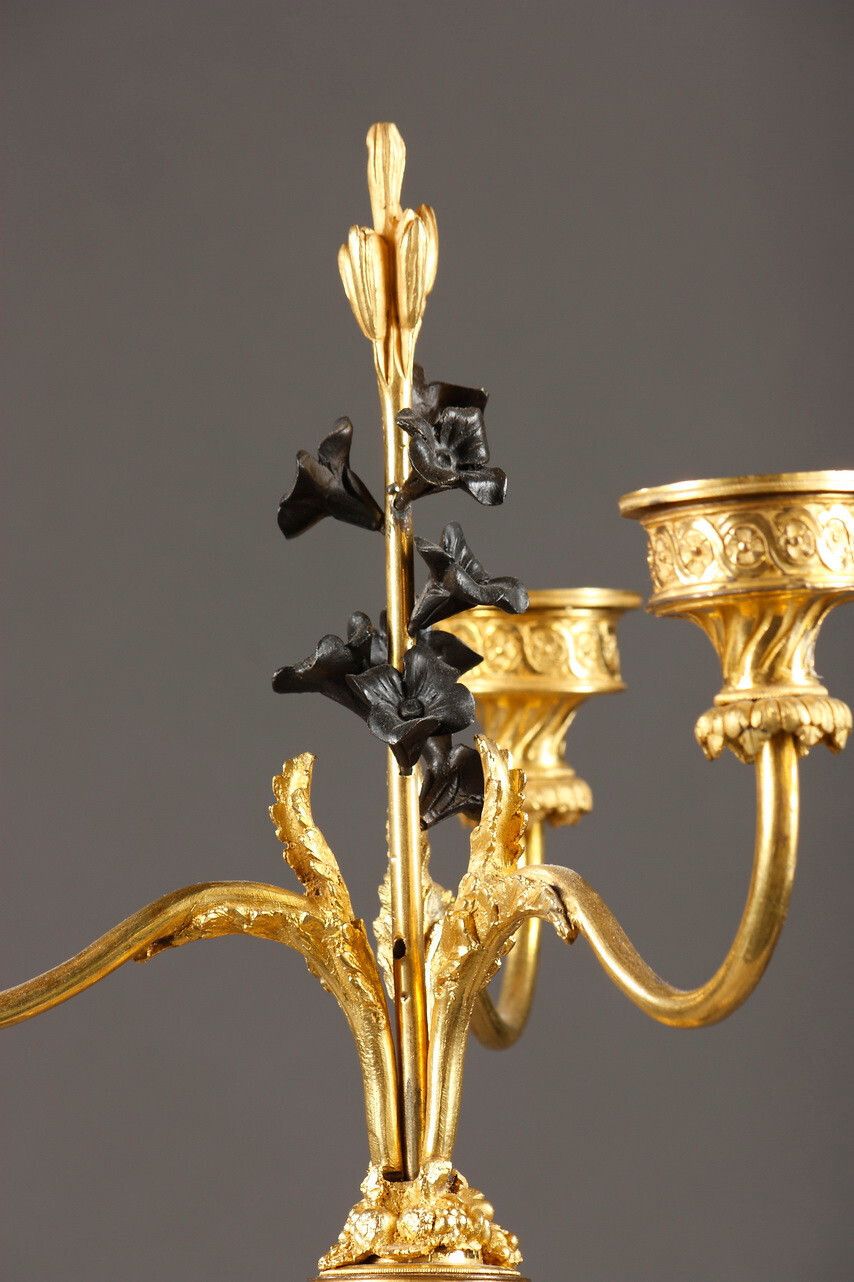 Pair Of Bronze And Marble Candelabra, Directory Period photo vinterior