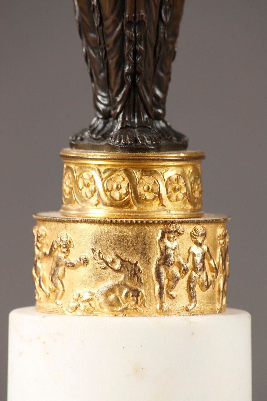 photo furniture Pair Of Bronze And Marble Candelabra, Directory Period