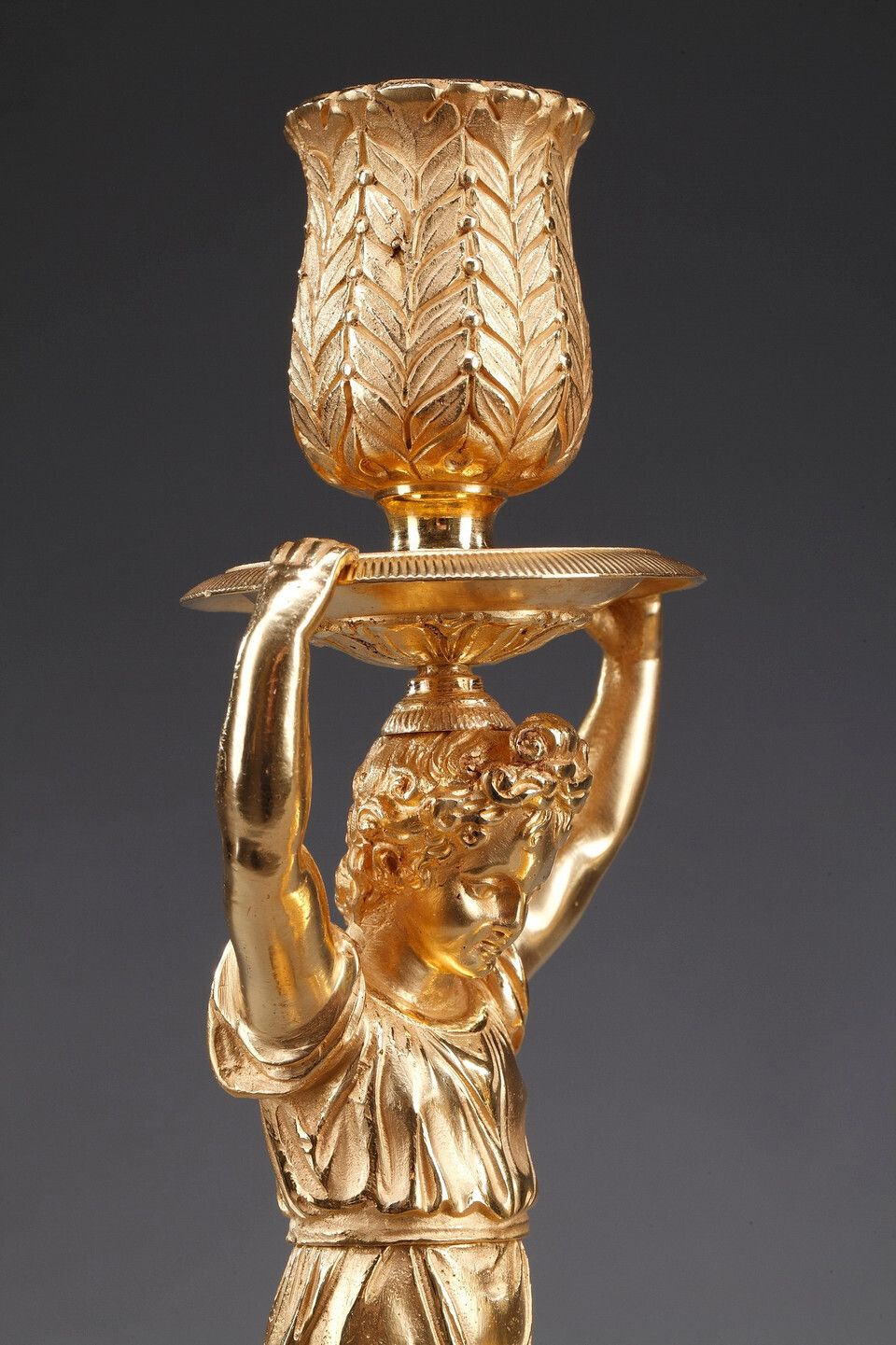 photo vinterior Pair Of Restoration Style Gilt Bronze Candlesticks