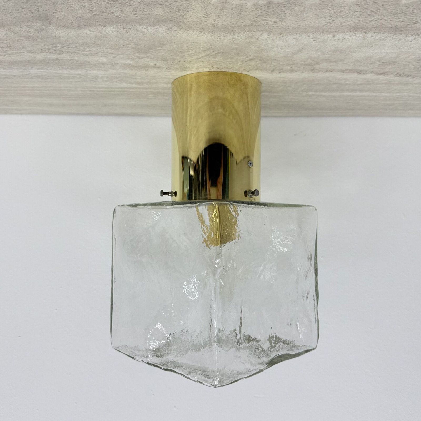 J.T. Kalmar Plafondlamp Van Matglas En Messing, Jaren 1970 photo for sale