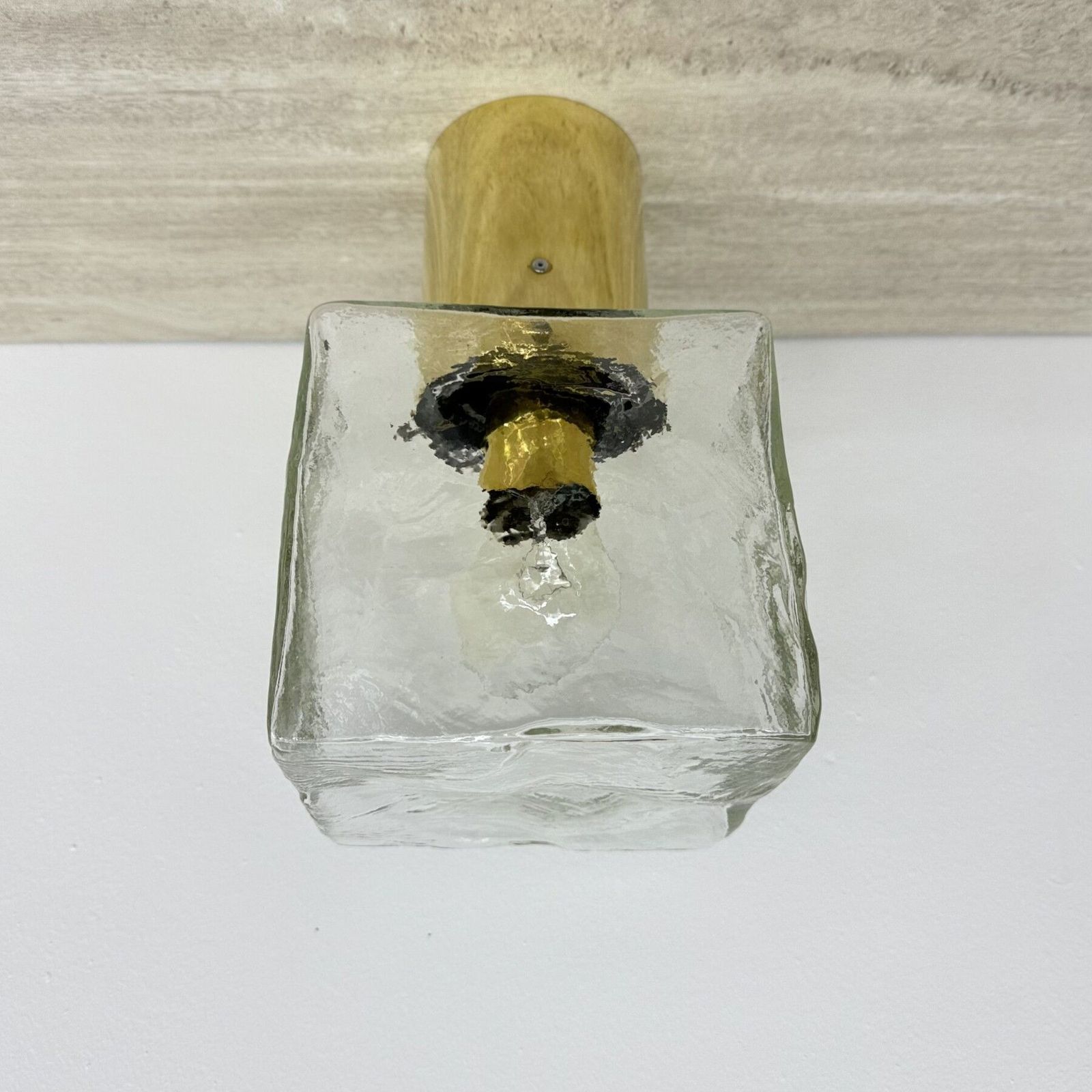 J.T. Kalmar Plafondlamp Van Matglas En Messing, Jaren 1970 photo vintage