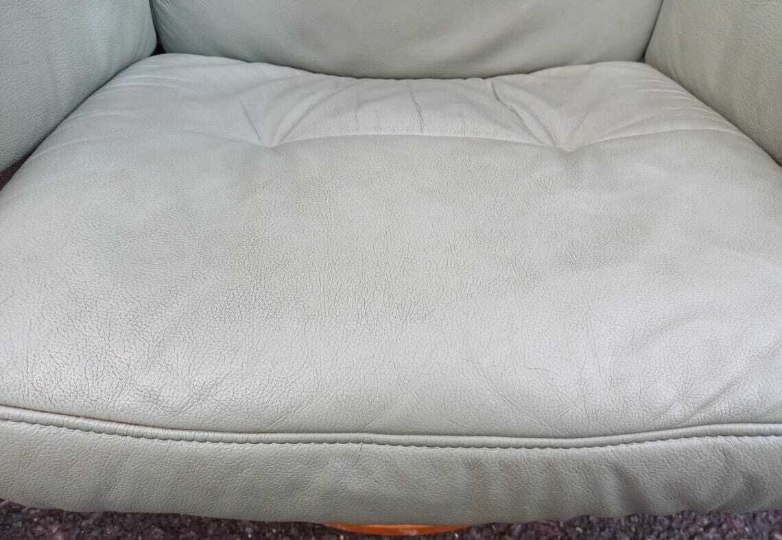 Himolla Green Leather Recliner Chair With Matching Footstool   Free Delivery Within 50 Miles, Further "At Cost" photo buy