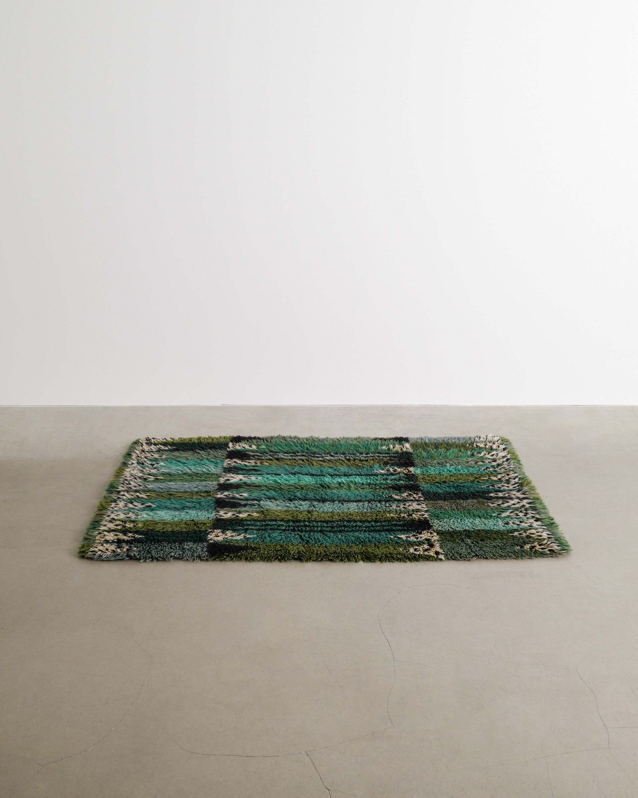 Decorative Swedish Mid Century Green Woven Wool Pine Rug By Marianne Richter, 1960s
