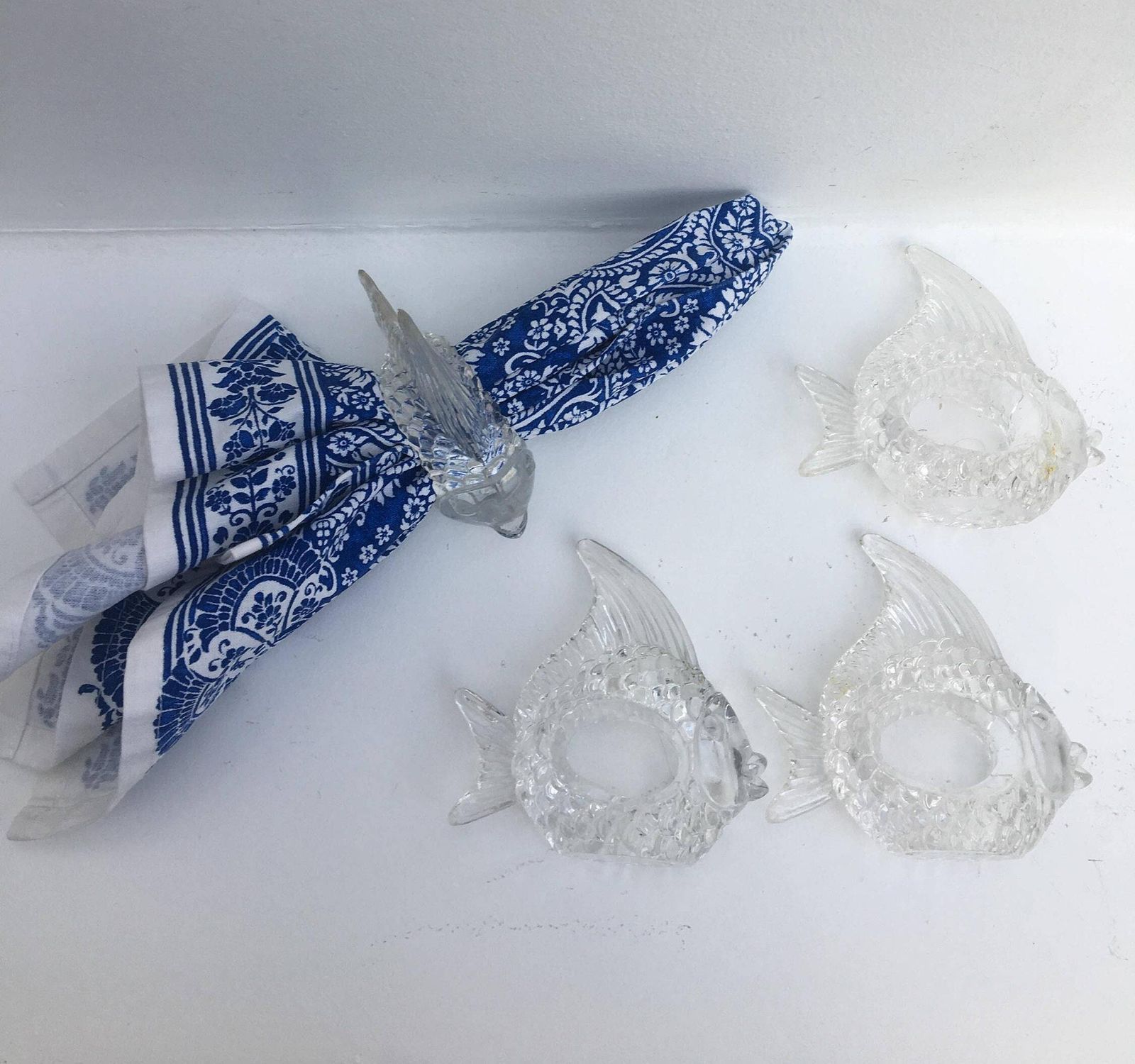 photo for sale Lucite Angel Fish Napkin Rings: Tropical Beach Decor, Set Of 8