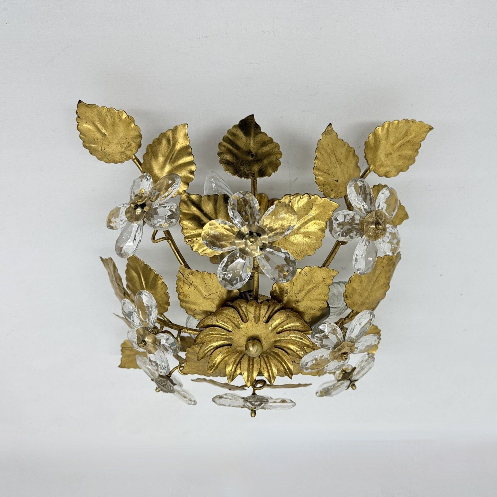 Mid Century Design Banci Style Ceiling Lamp Crystal Flower , 1970s