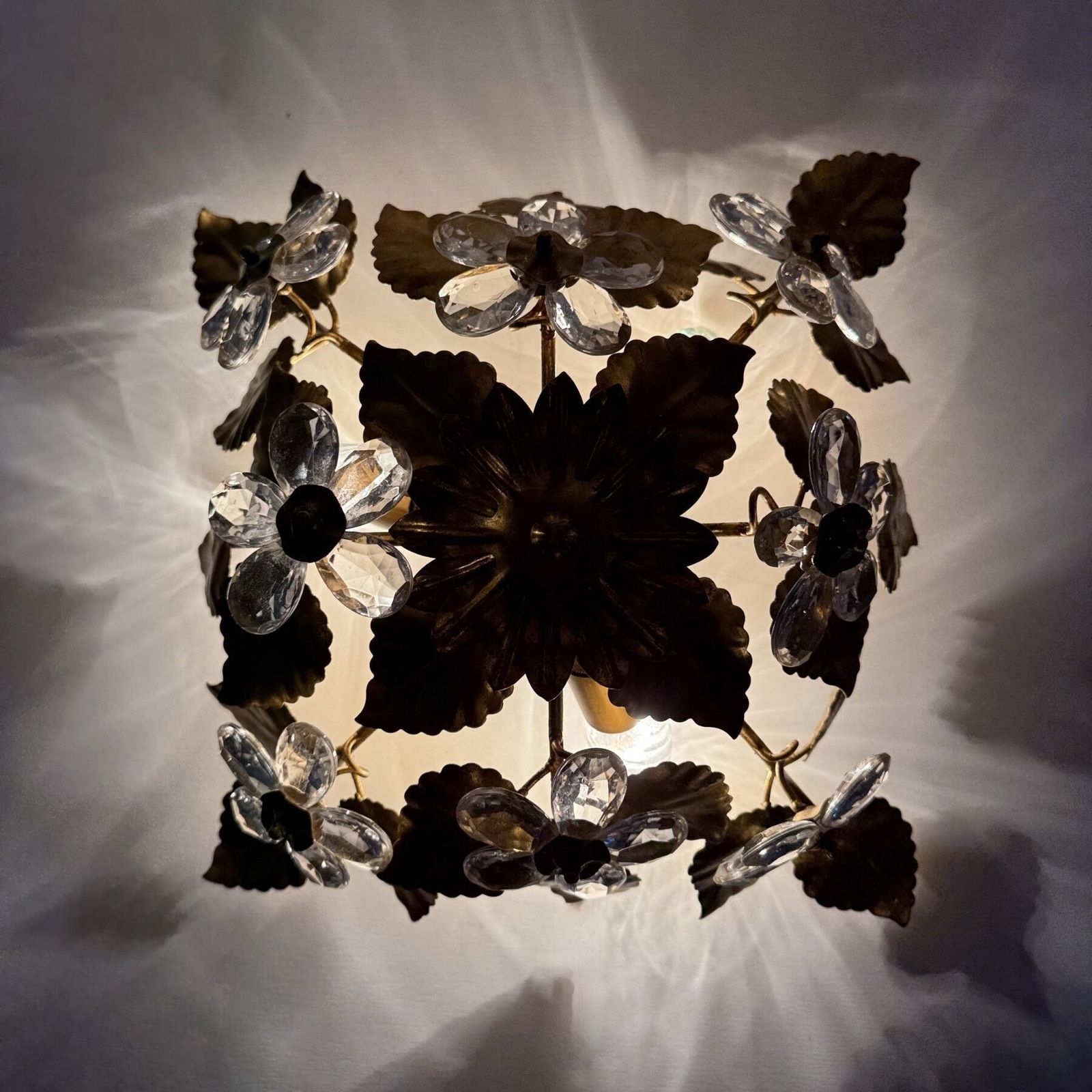 Mid Century Design Banci Style Ceiling Lamp Crystal Flower , 1970s photo furniture