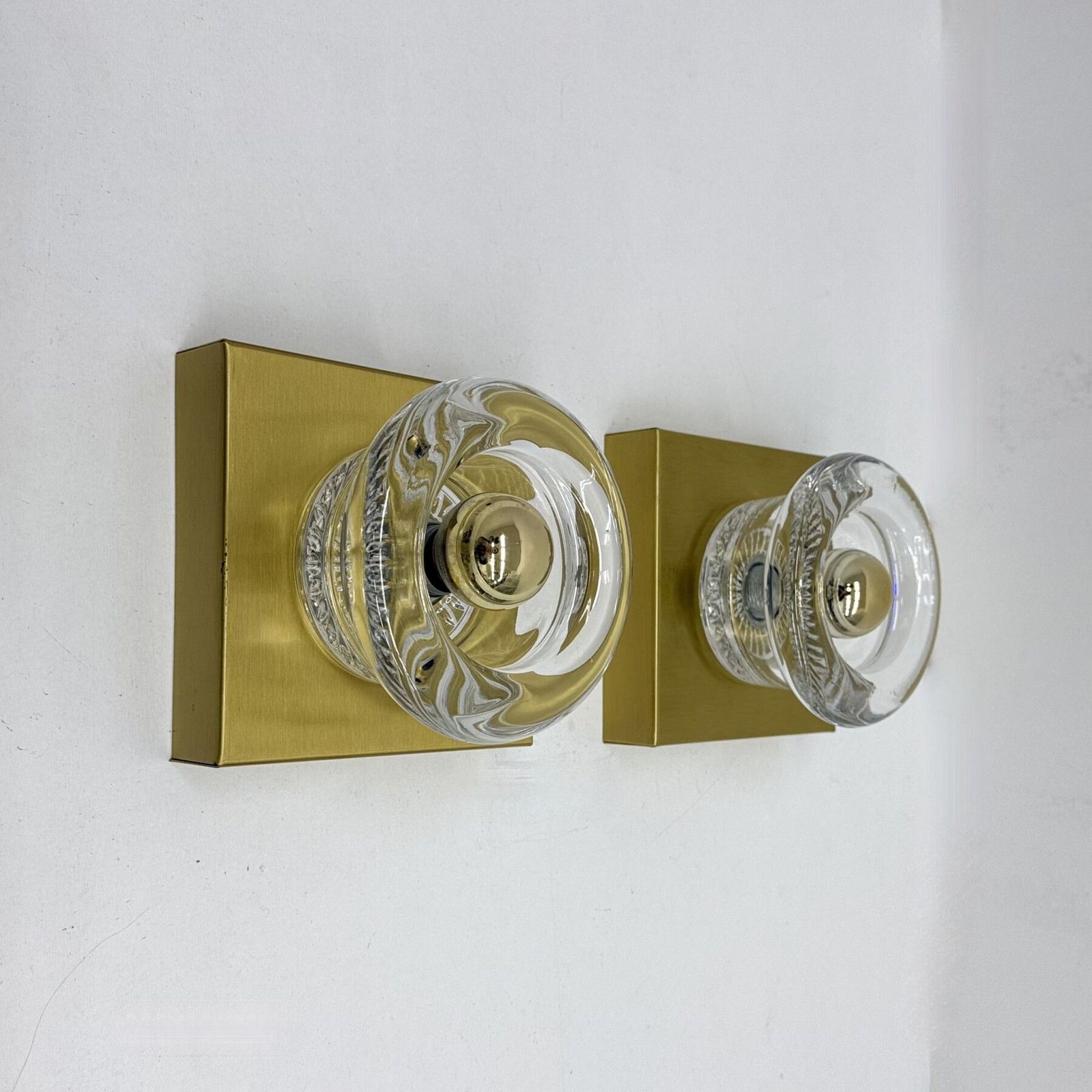Vintage Peill & Putzler Ice Glass Wall Lamp , 1970s photo for sale