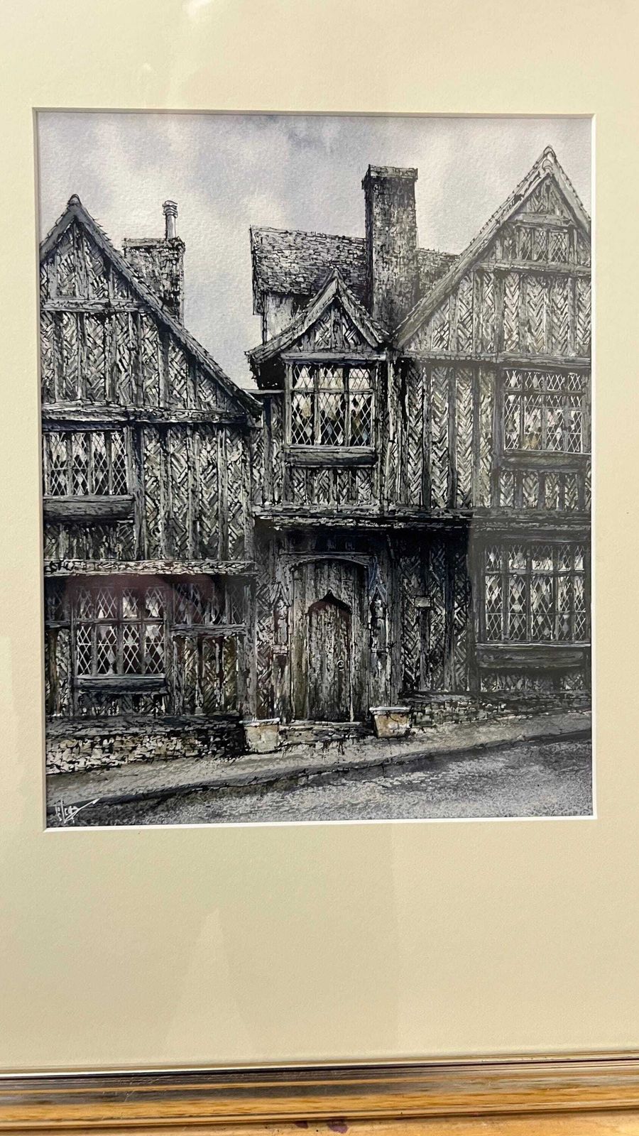 De Vere House Picture — Signed Ink & Watercolour Architectural Study Of De Vere House In London photo for sale