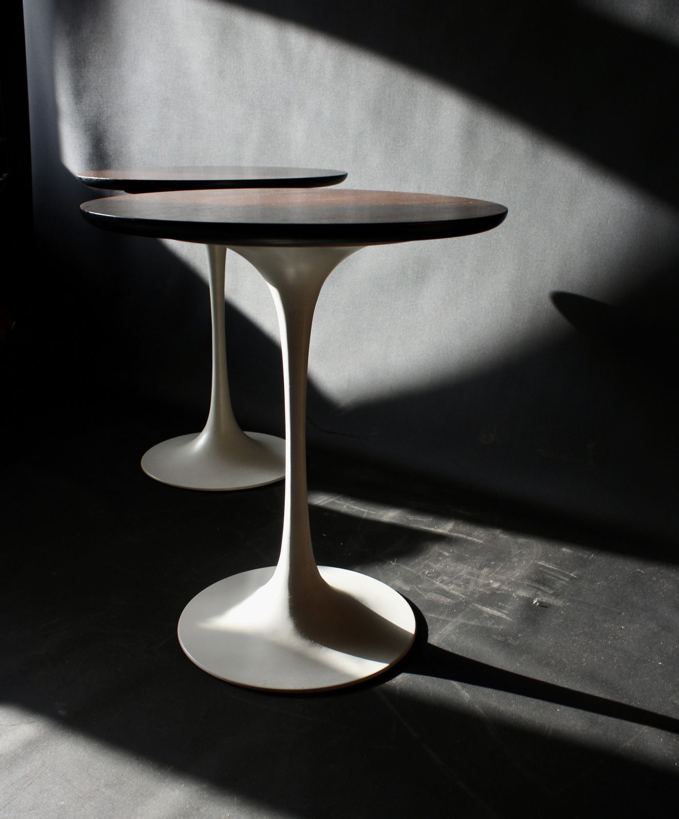 Furniture Pair Of Arkana Tulip Based Rosewood Side Tables photo