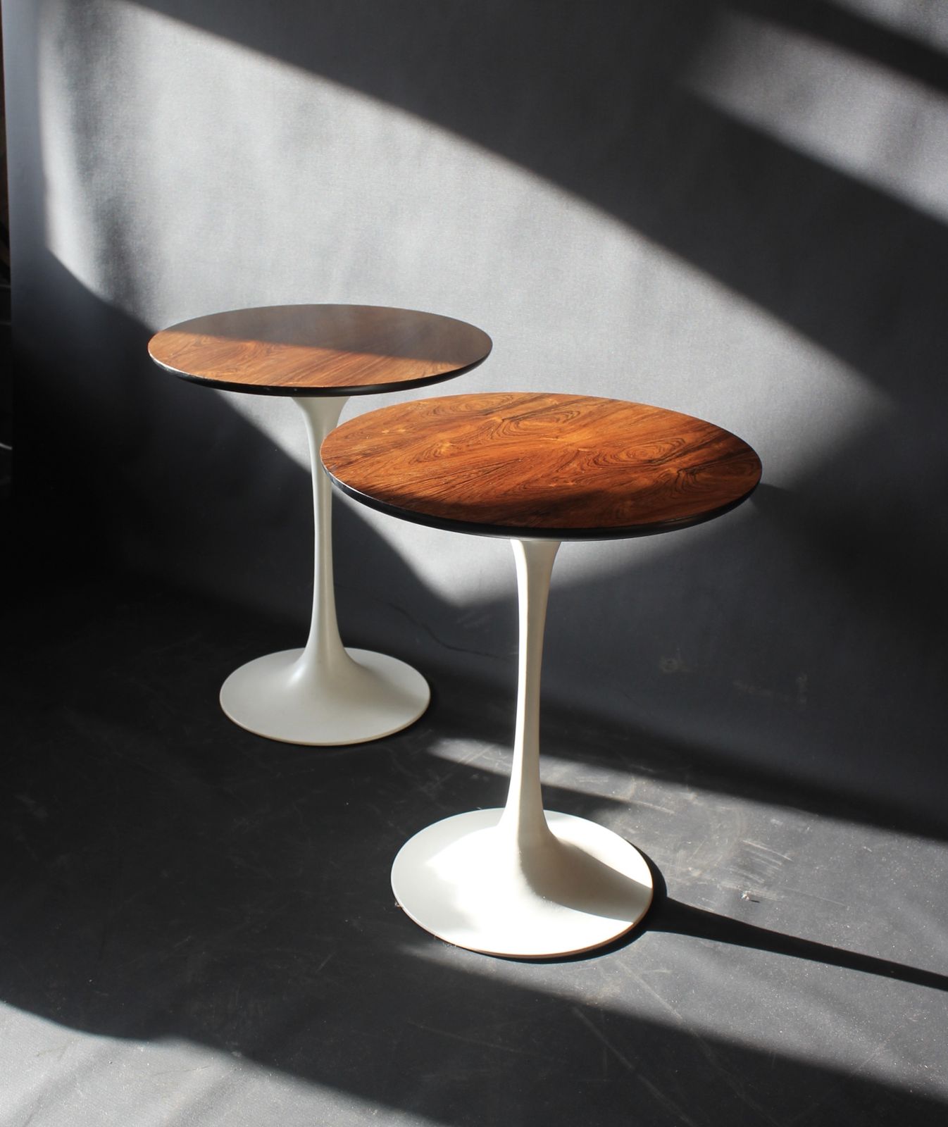 photo buy Pair Of Arkana Tulip Based Rosewood Side Tables