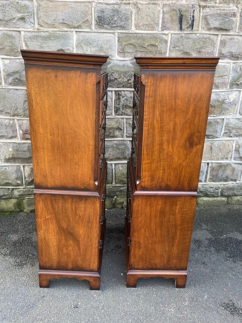 Pair Quality Inlaid Burr Walnut Tallboys photo for sale