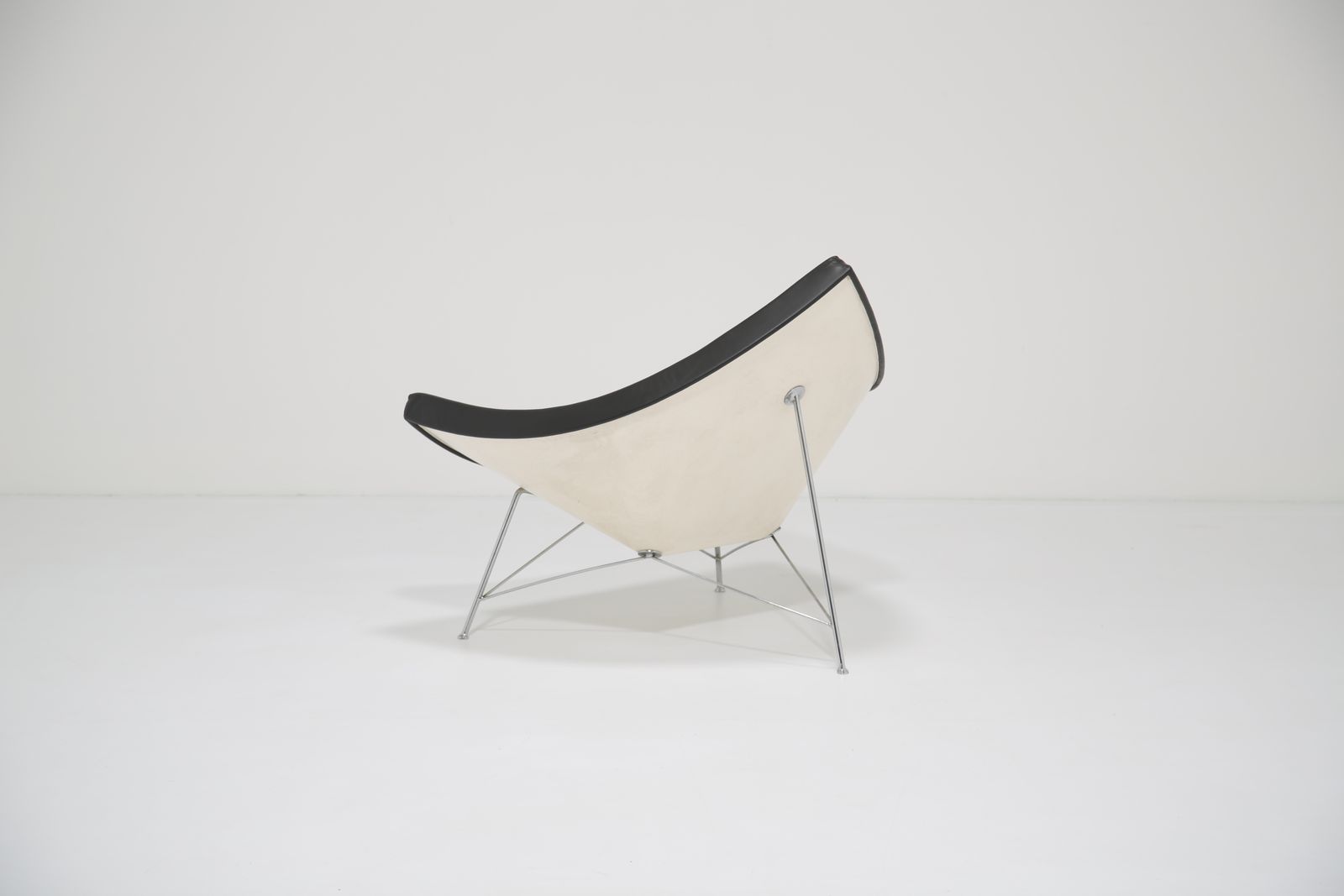 Iconic Black Leather And Fiberglass Lounge Chair 'Coconut' By George Nelson For Vitra photo for sale