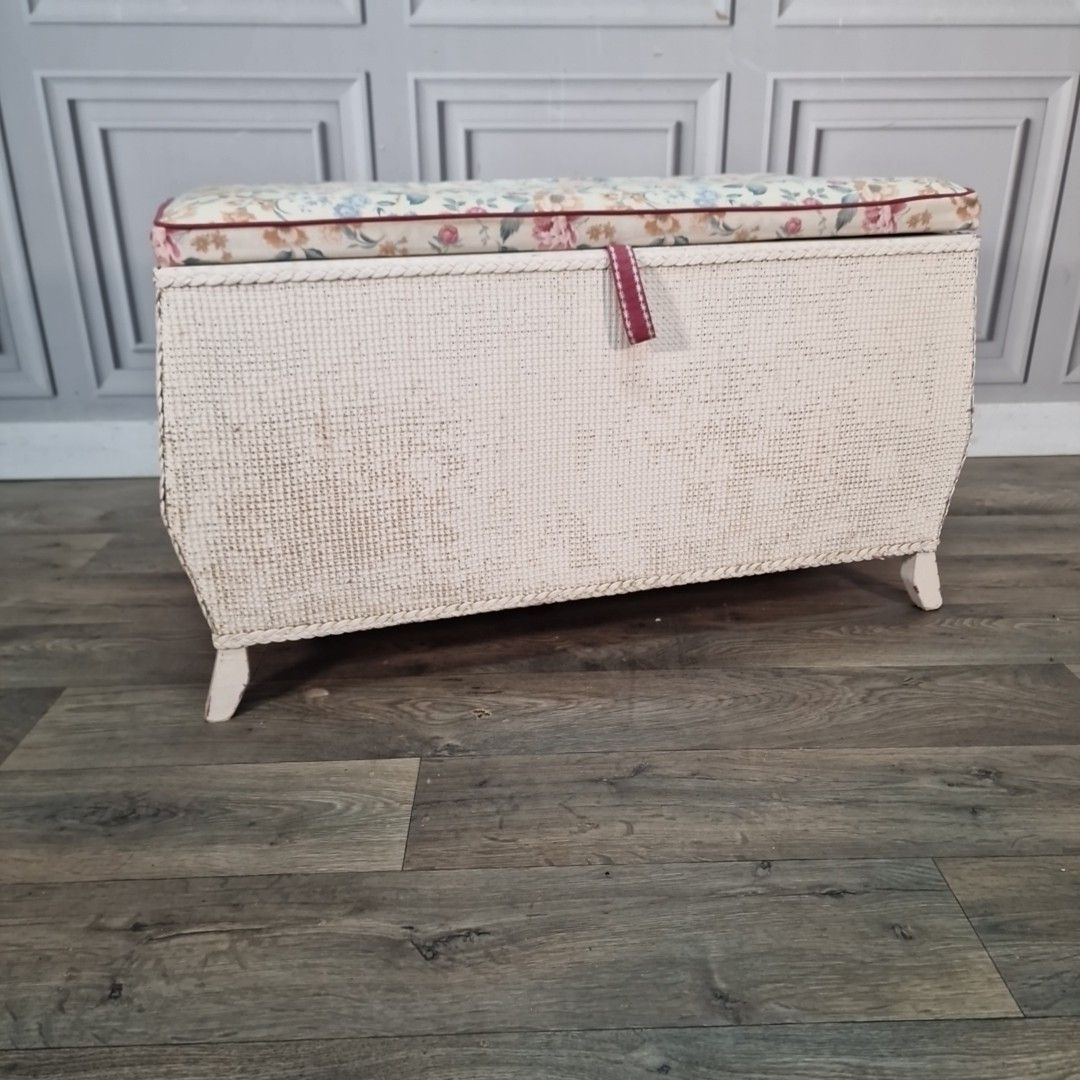 Vintage Ottoman Storage Chest Wicker Loom Style Blanket Box Retro Mcm Basket photo furniture