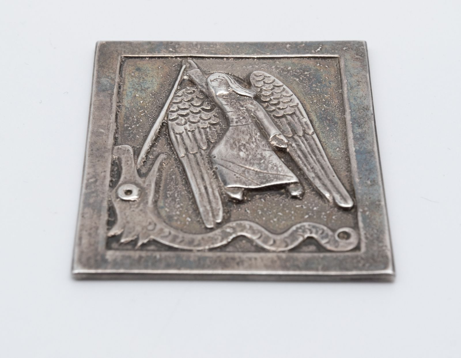 Rare Sterling Silver Plaque By Dunstan Pruden Of St Michael London 1972 photo Home Decor