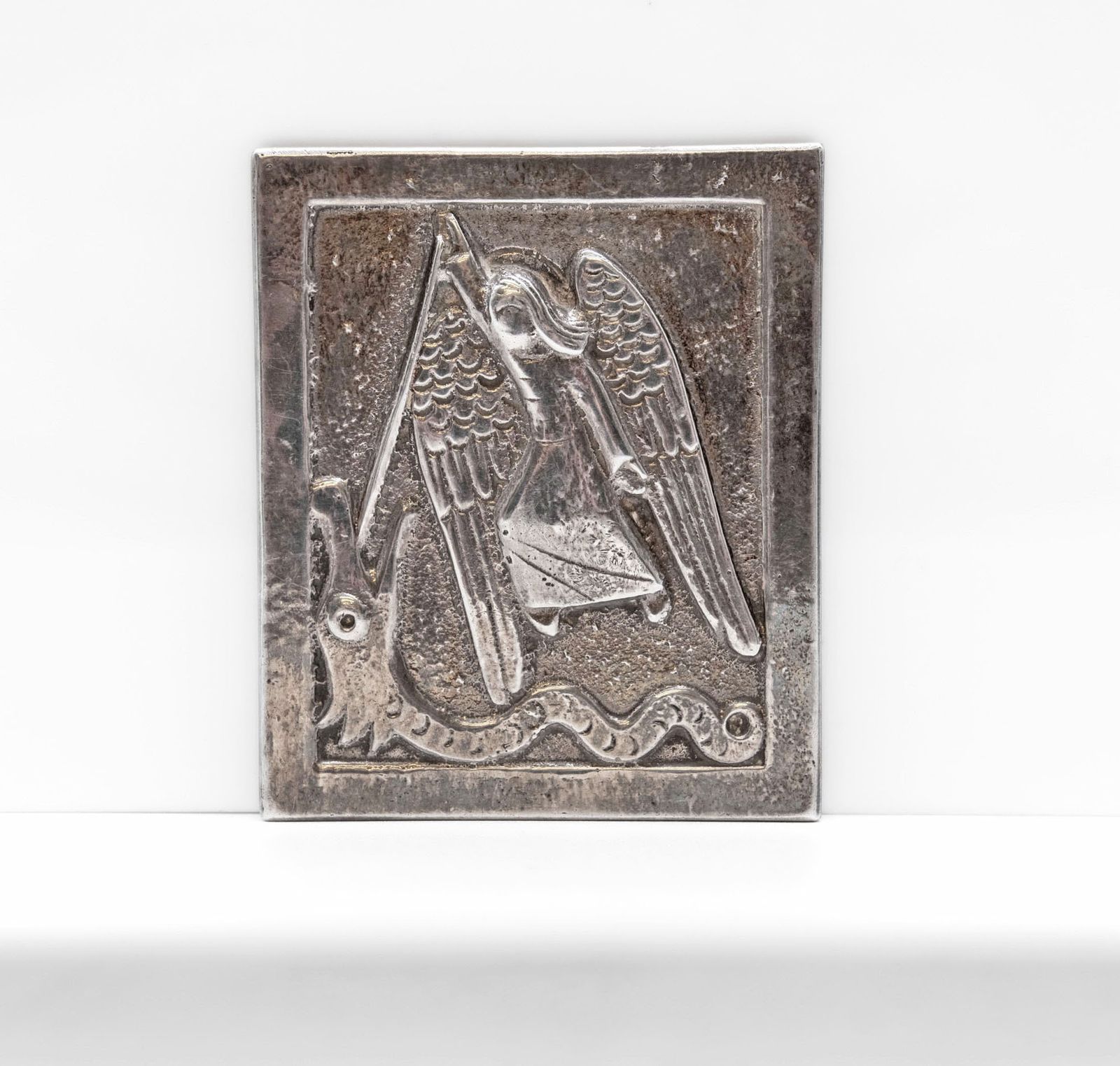 Rare Sterling Silver Plaque By Dunstan Pruden Of St Michael London 1972 photo vinterior