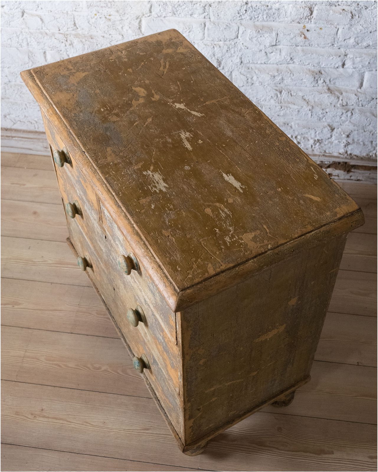 Stunning Painted Victorian Pine Chest Of 4 Drawers (2 Over 2) Raised On Turned Legs (948) photo buy