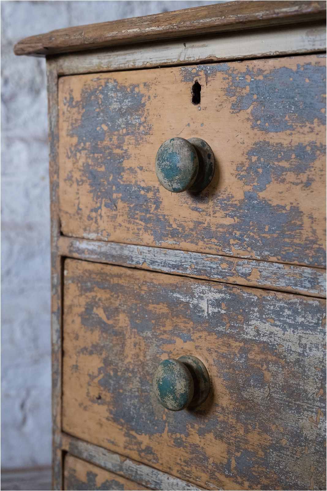Furniture Stunning Painted Victorian Pine Chest Of 4 Drawers (2 Over 2) Raised On Turned Legs (948) photo