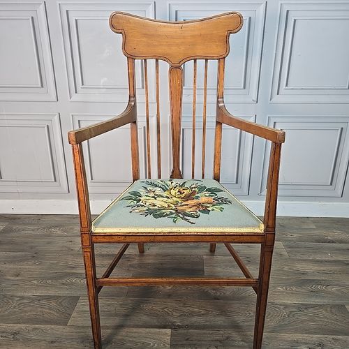 Antique Wooden Carver Armchair Fireside Lounge Chair Satin Wood Arts & Crafts photo Furniture
