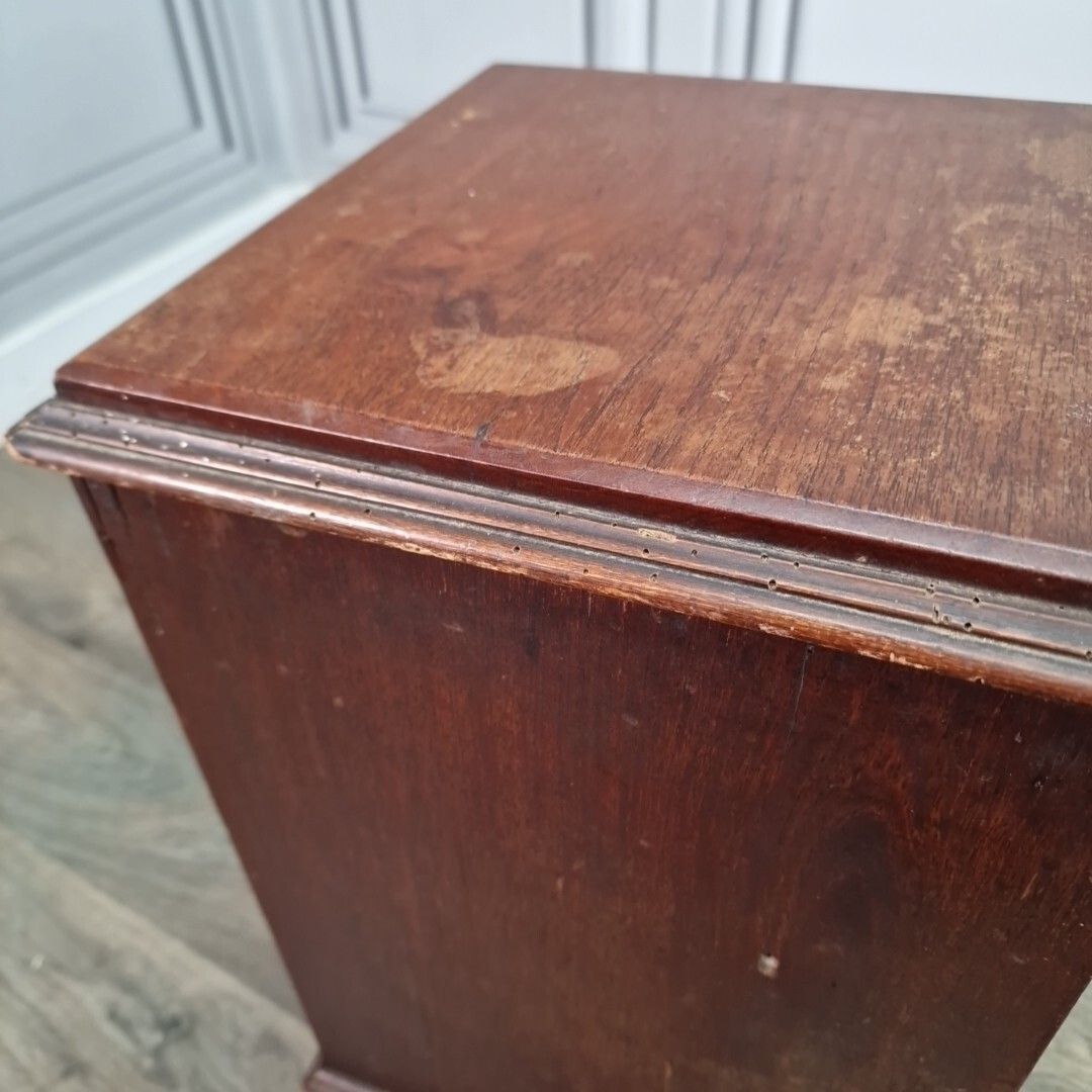photo buy Antique Bedside Table Coal Scuttle Cabinet Wooden Purdonium Edwardian
