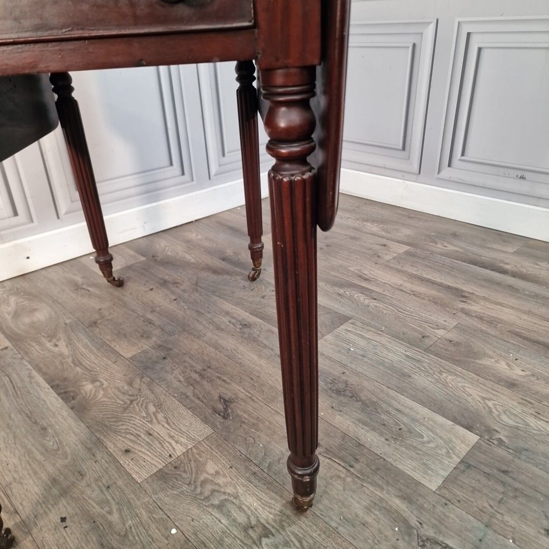 photo for sale Antique Pembroke Table Solid Wood Drop Leaf Turn Leg Sofa Dining Mahogany