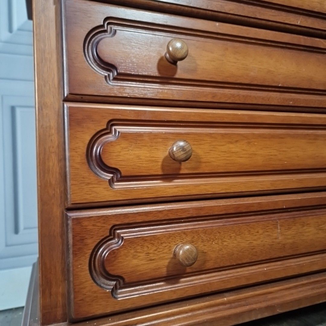 Vintage Chest Of Drawers Mid Century Danish Sideboard Cabinet Solid Wooden photo vinterior