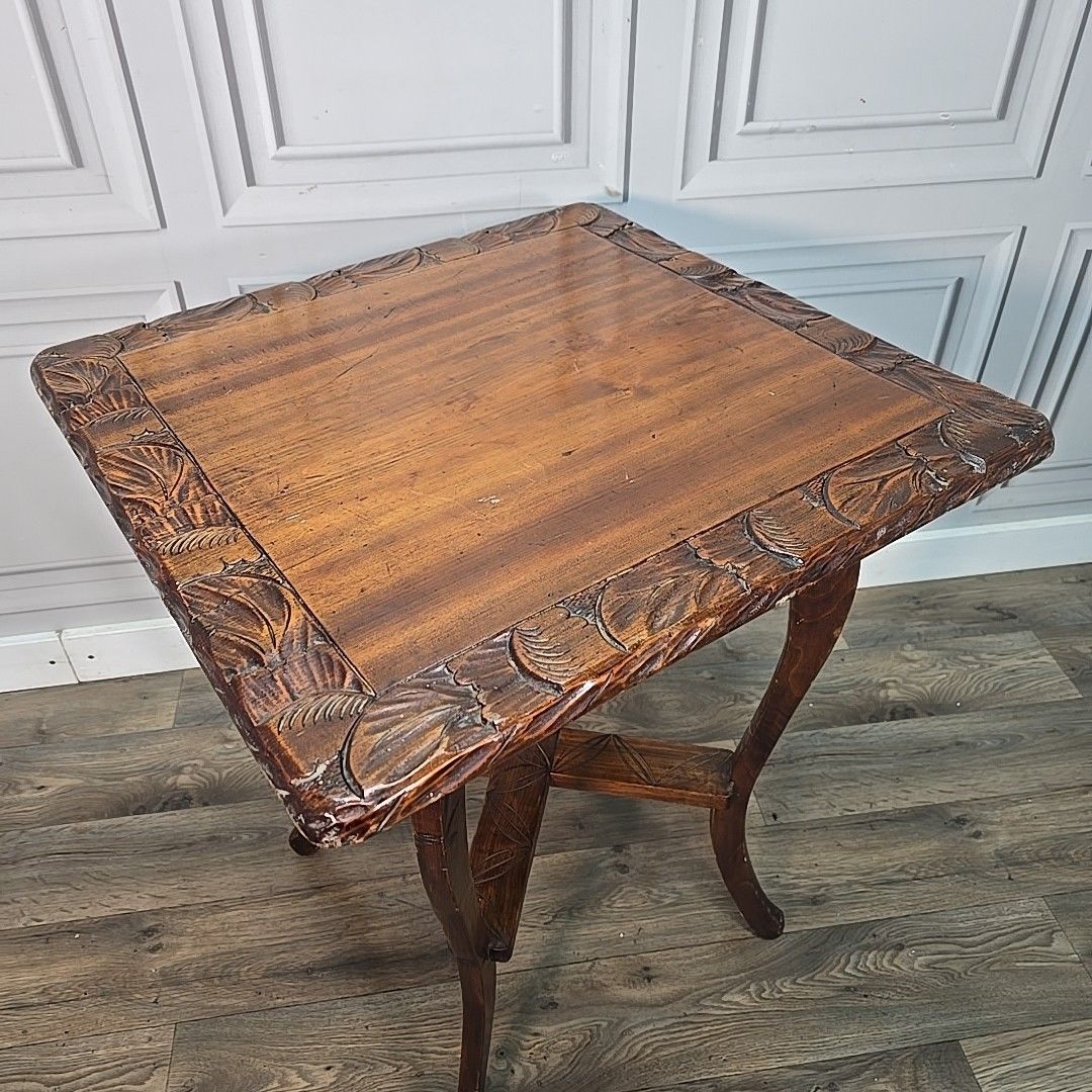 Antique Lamp Table Liberty Style Carved Arts & Crafts Plant Stand Side Wooden photo for sale