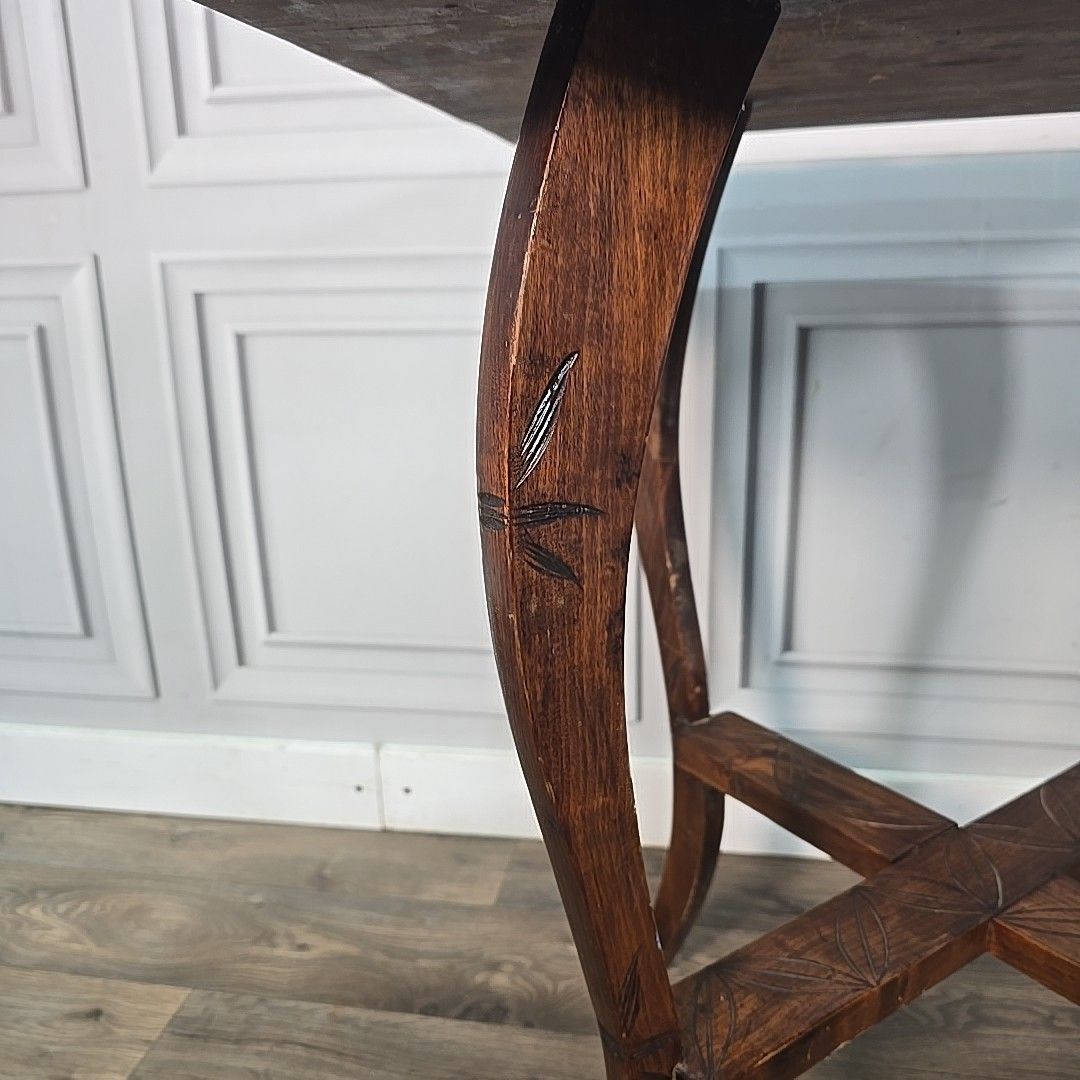 photo for sale Antique Lamp Table Liberty Style Carved Arts & Crafts Plant Stand Side Wooden