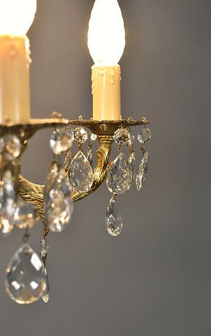 Lighting French Antique Gilt Brass And Cut Glass Chandelier photo