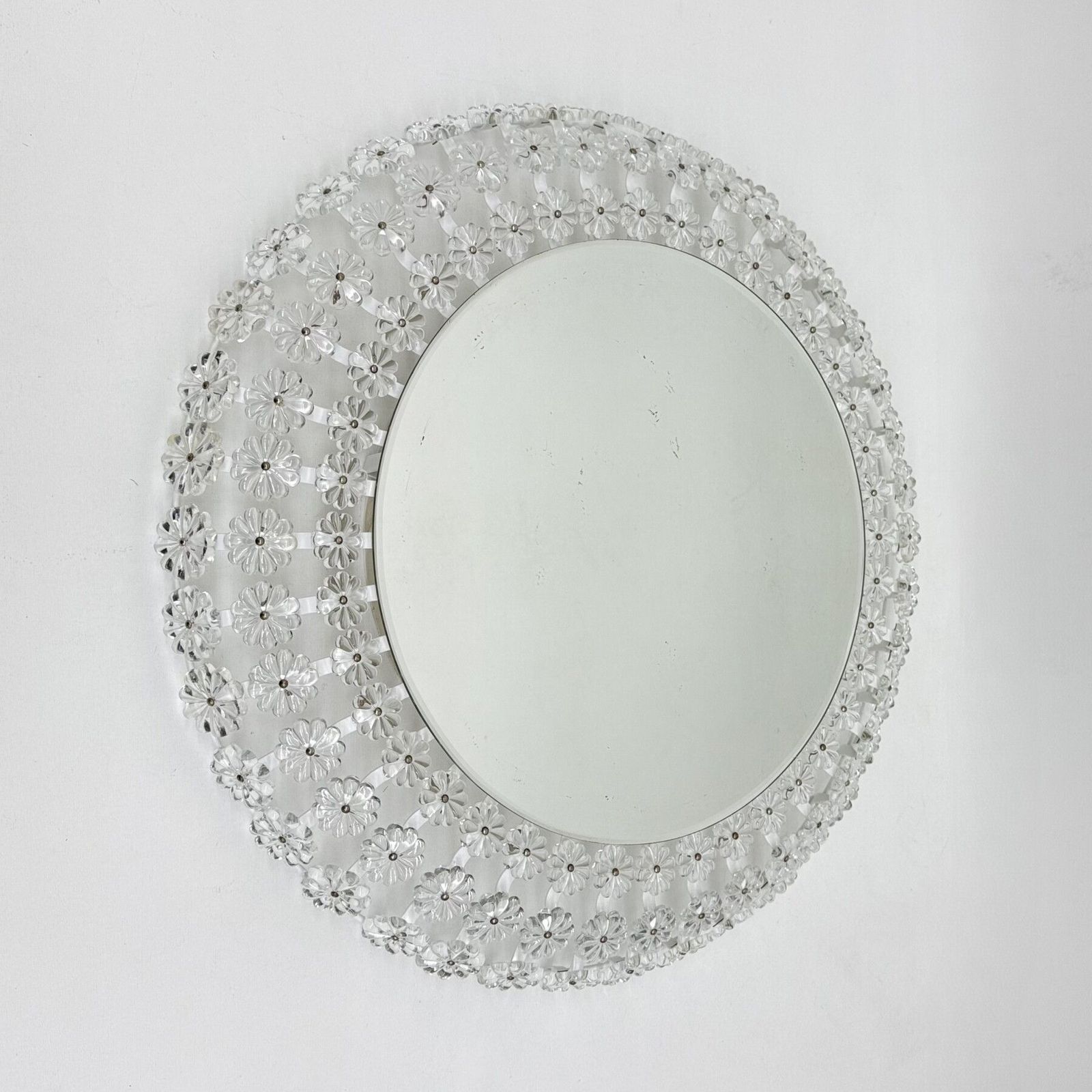 Floral Glass Backlit Illuminated Mirror Attributed To Emil Stejnar For Nikoll  1950s