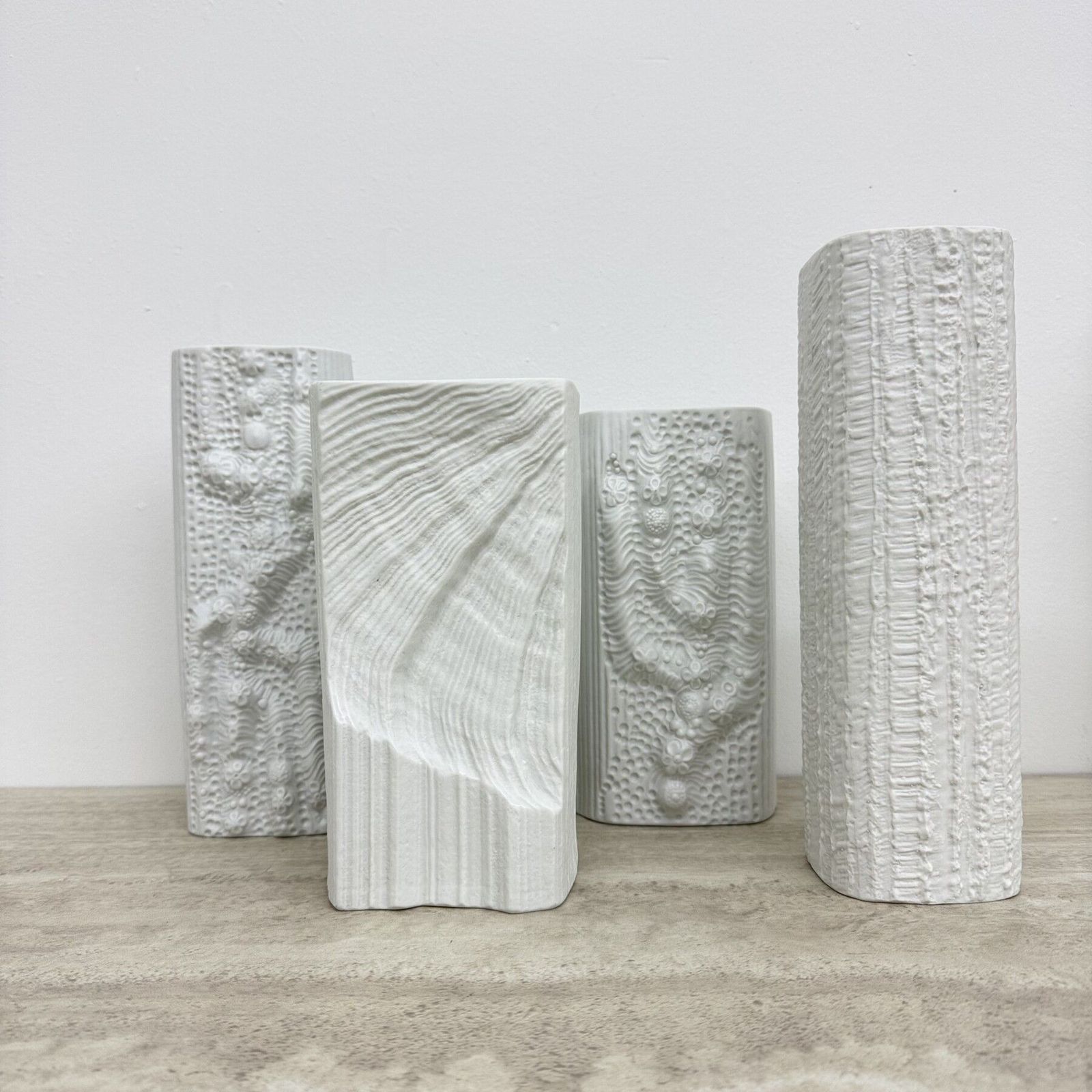 photo buy Set Of 6 Rosenthal Bisque Reliëf Vases Op Art 1970s