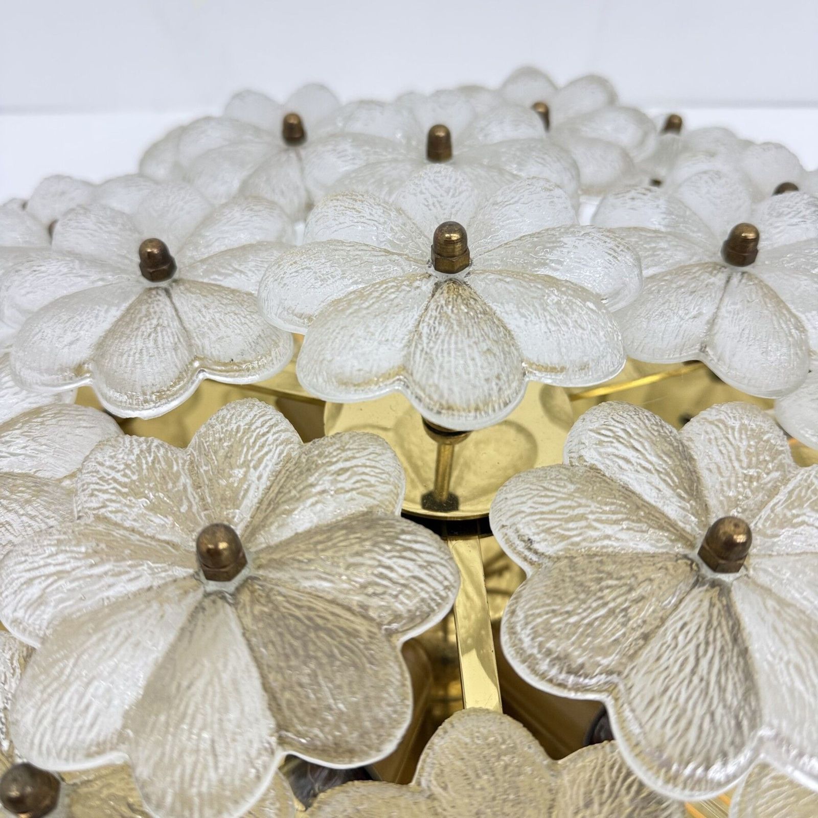 Large Floral Crystal Glass Flush Lamp By Ernst Palme 1970s photo for sale