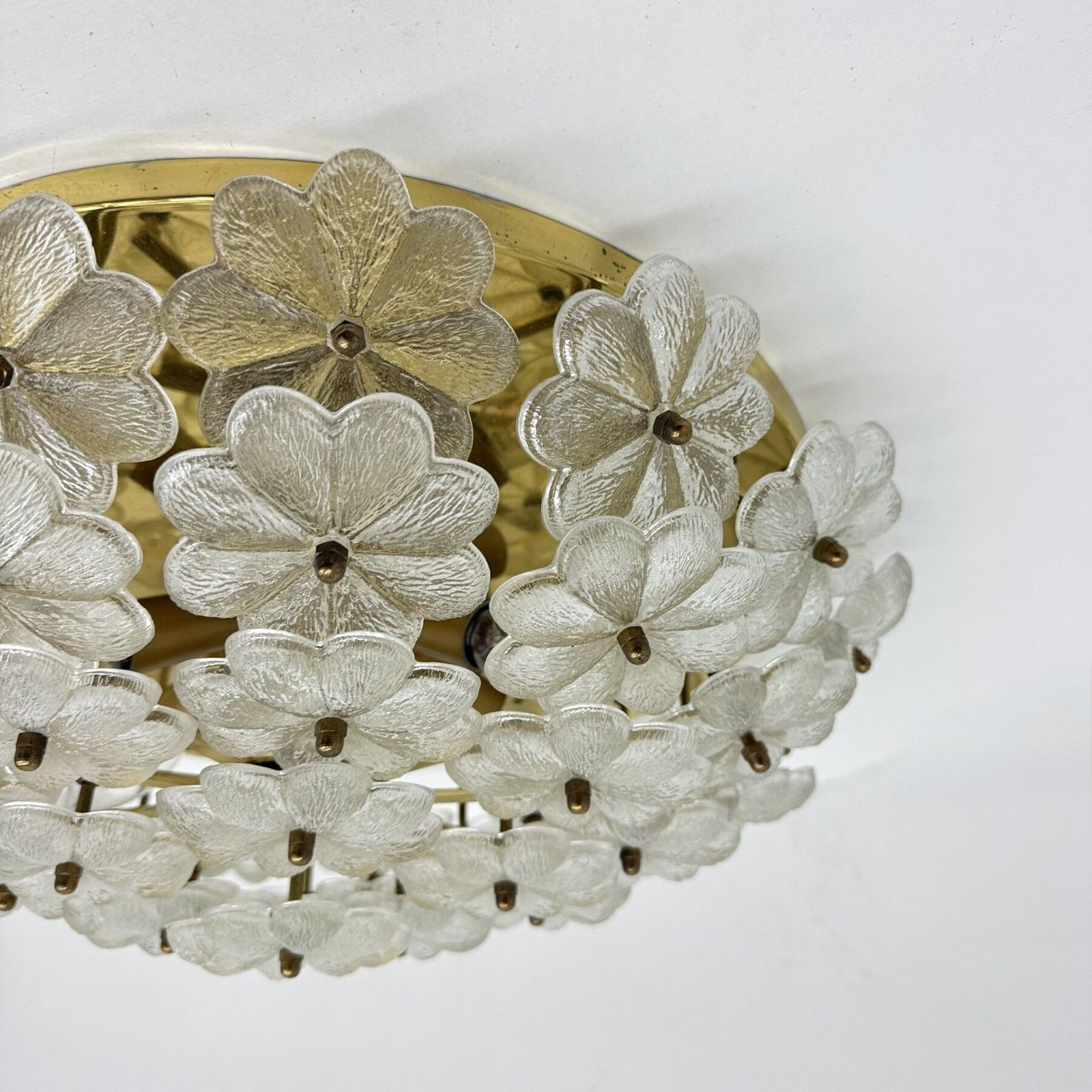Large Floral Crystal Glass Flush Lamp By Ernst Palme 1970s photo 2593.0