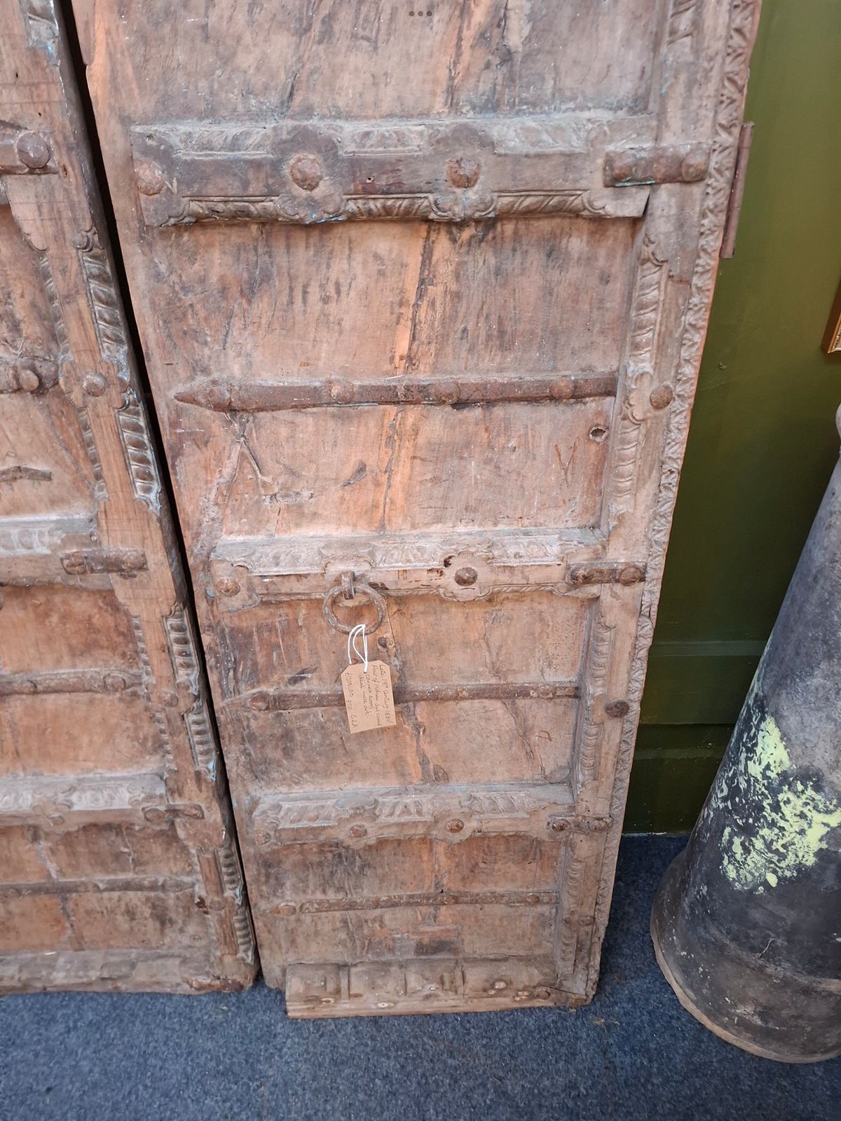 19th Century Large Indian Sal Wood Carved Doors photo vintage