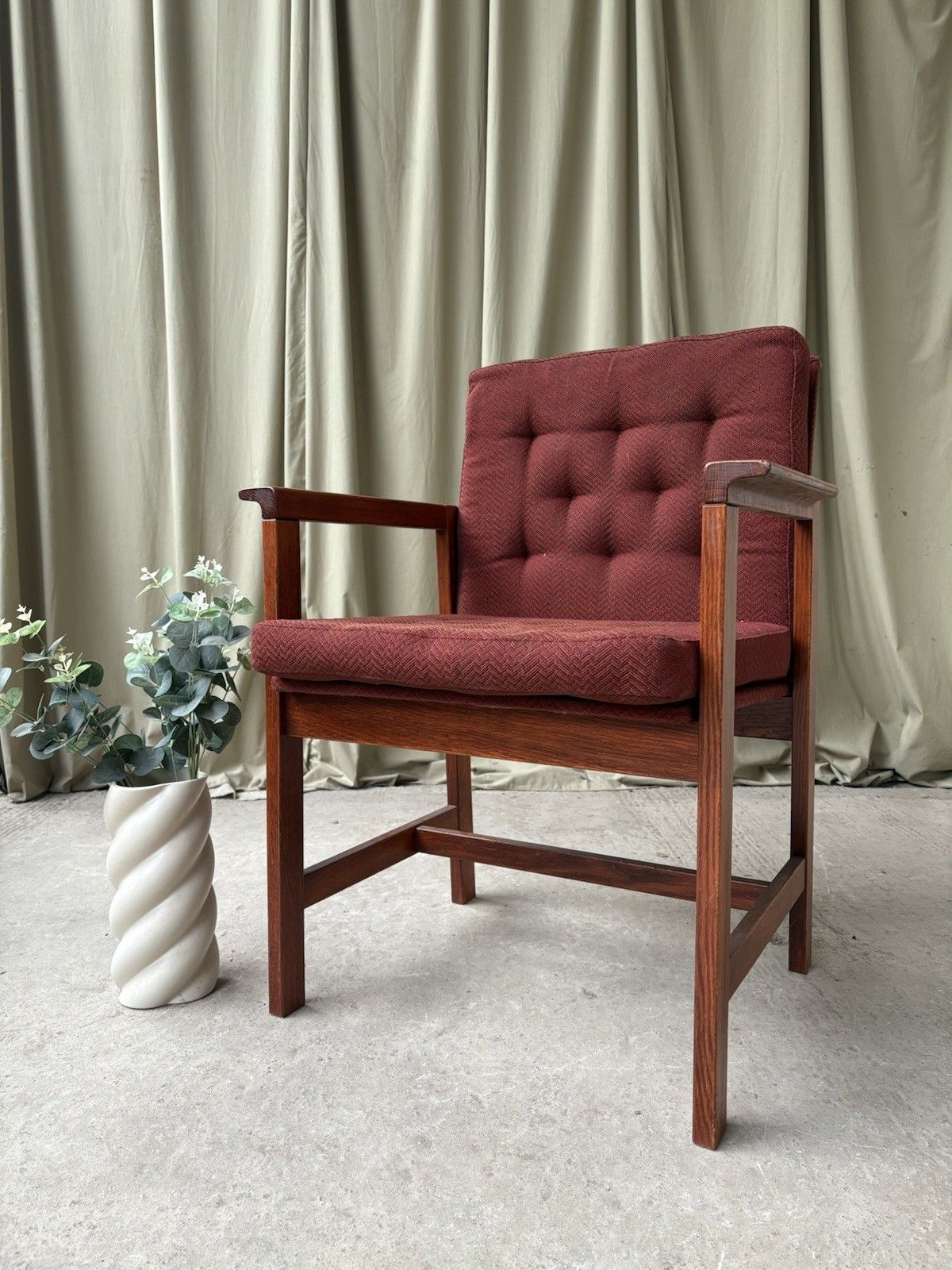 Vtg Late Mid Century Oak Chair Side Armchair  Danish Scandi Retro R1087
