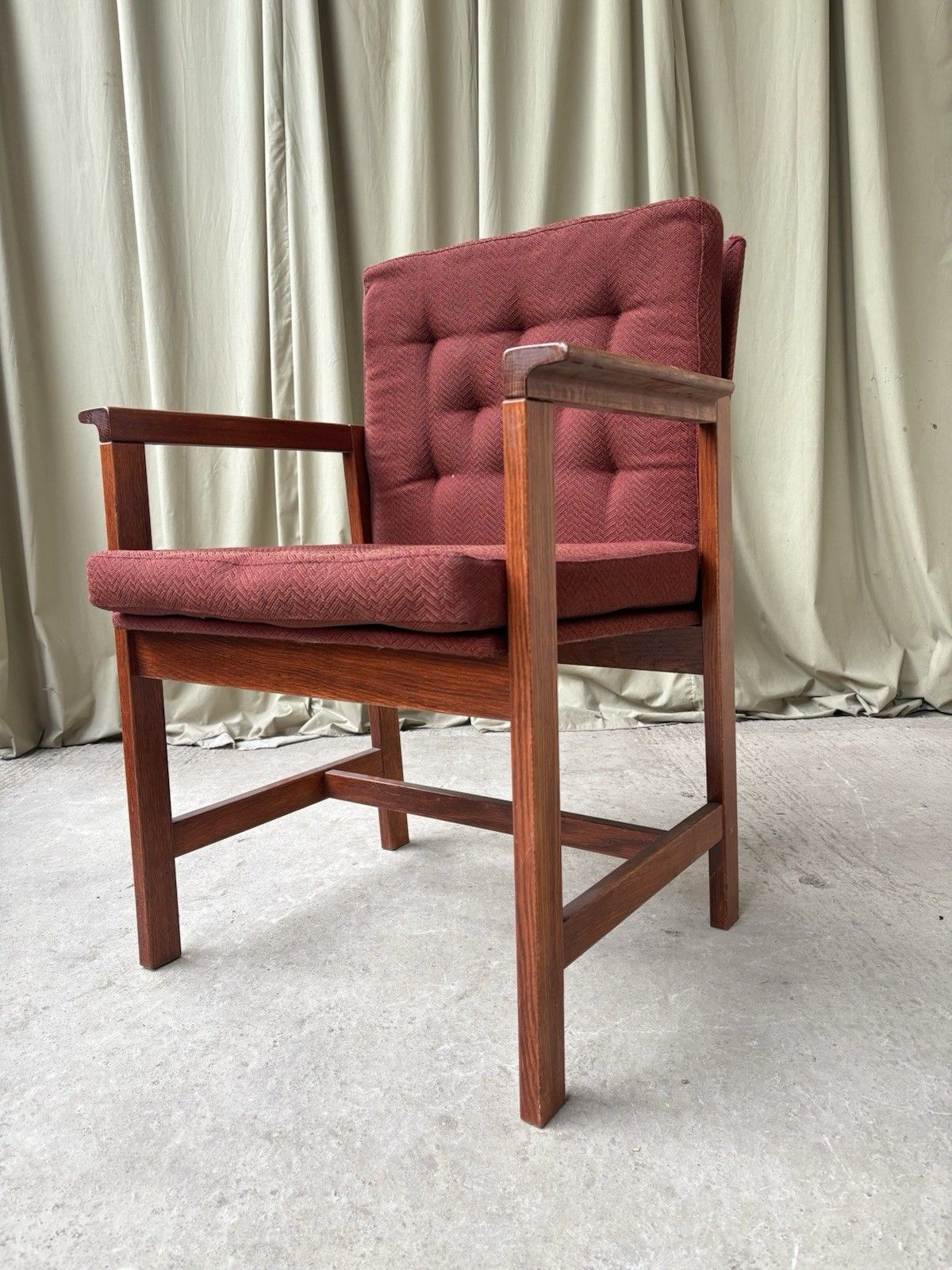 Vtg Late Mid Century Oak Chair Side Armchair  Danish Scandi Retro R1087 photo Furniture