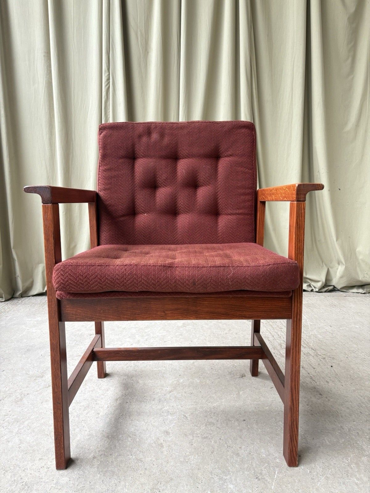 Vtg Late Mid Century Oak Chair Side Armchair  Danish Scandi Retro R1087 photo 241.5