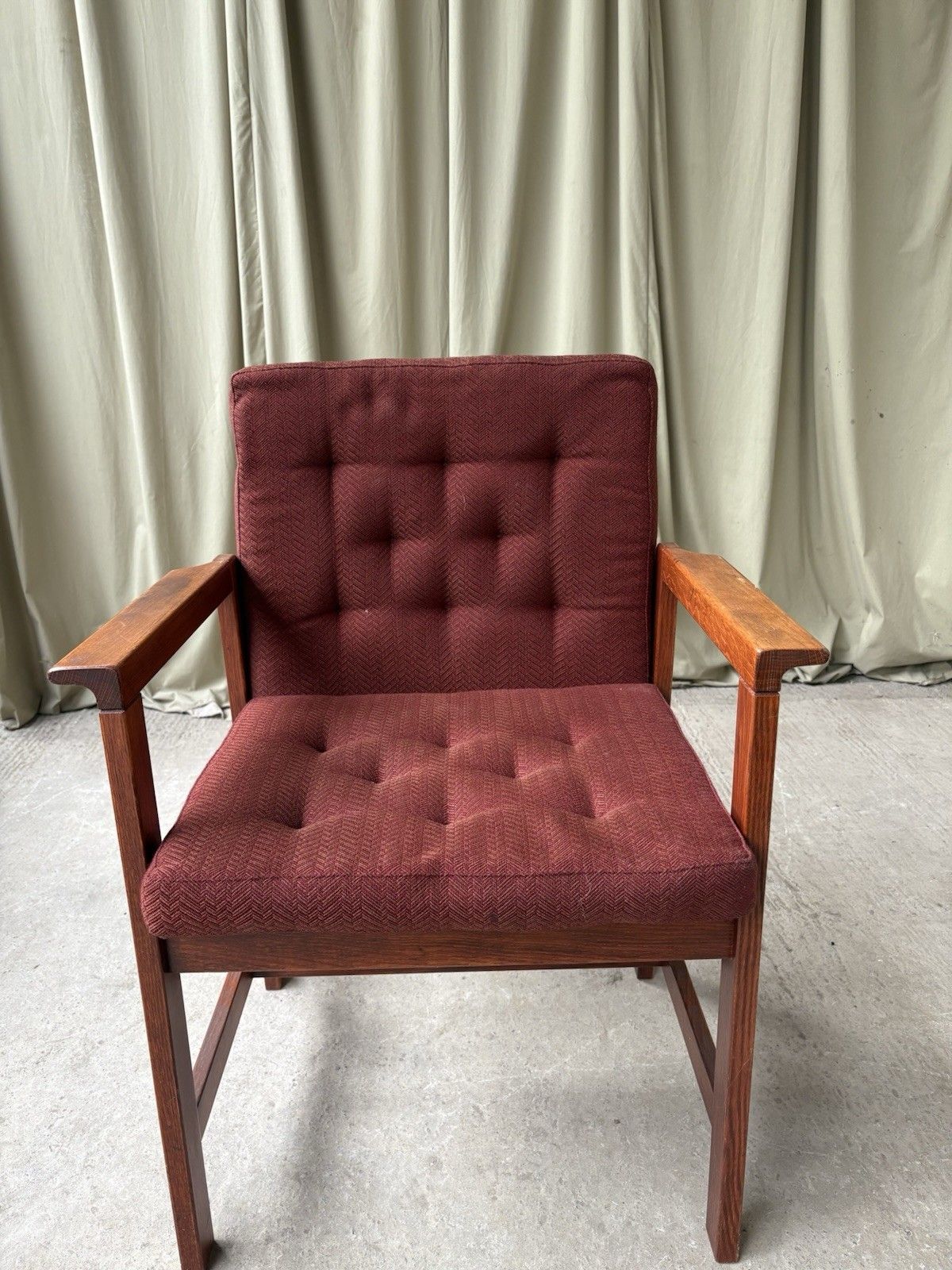 Vtg Late Mid Century Oak Chair Side Armchair  Danish Scandi Retro R1087 photo vintage