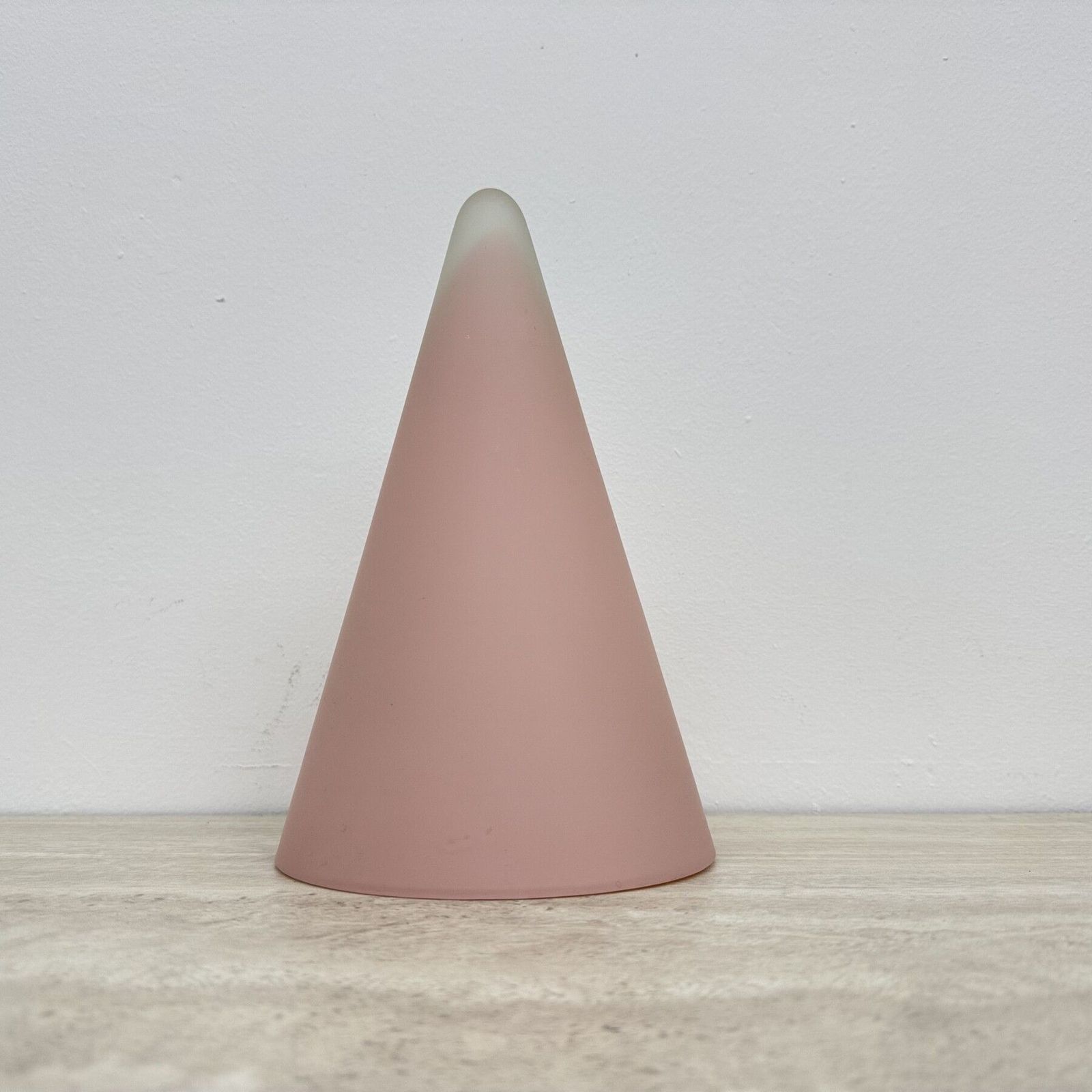 Matte Pink Glass Sce Teepee Table Lamp 1970's France photo vintage