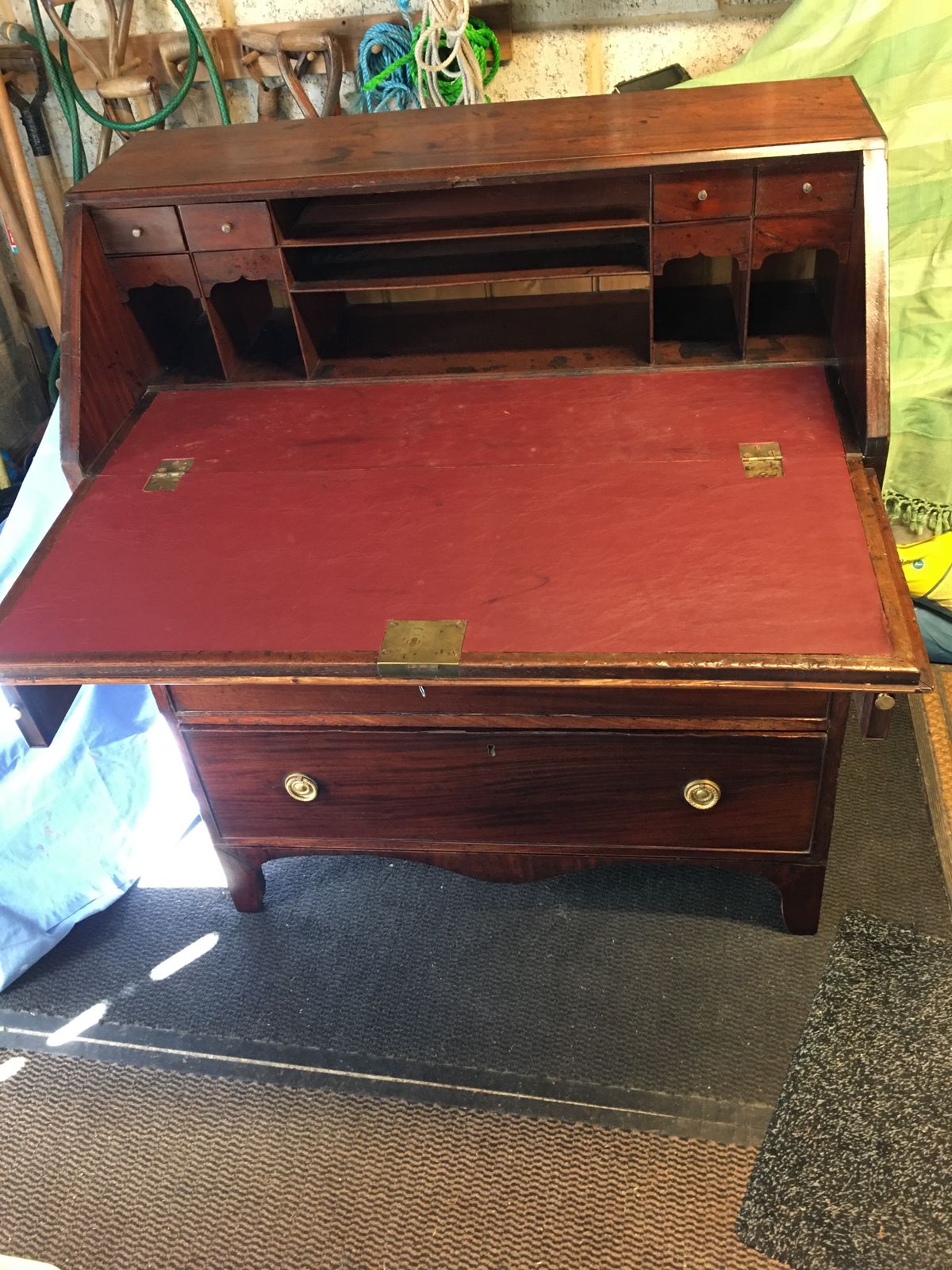 Original Antique Mahogany Inlaid Banding Bureau, 1820 1830 photo furniture