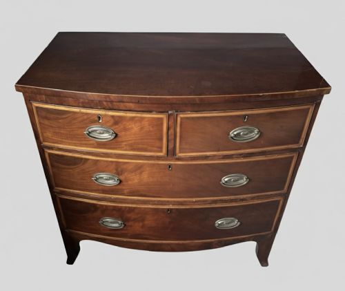 Regency Mahogany And Satinwood Inlaid Small Bow Front Chest Of Drawers photo furniture