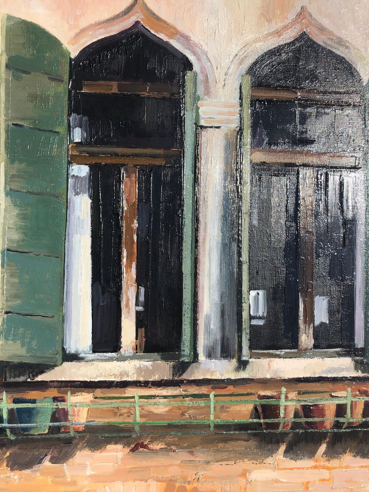 Josep Maria Vayreda Canadell Window Of Venice, Original Oil Painting On Canvas C.1985 photo 1150.0