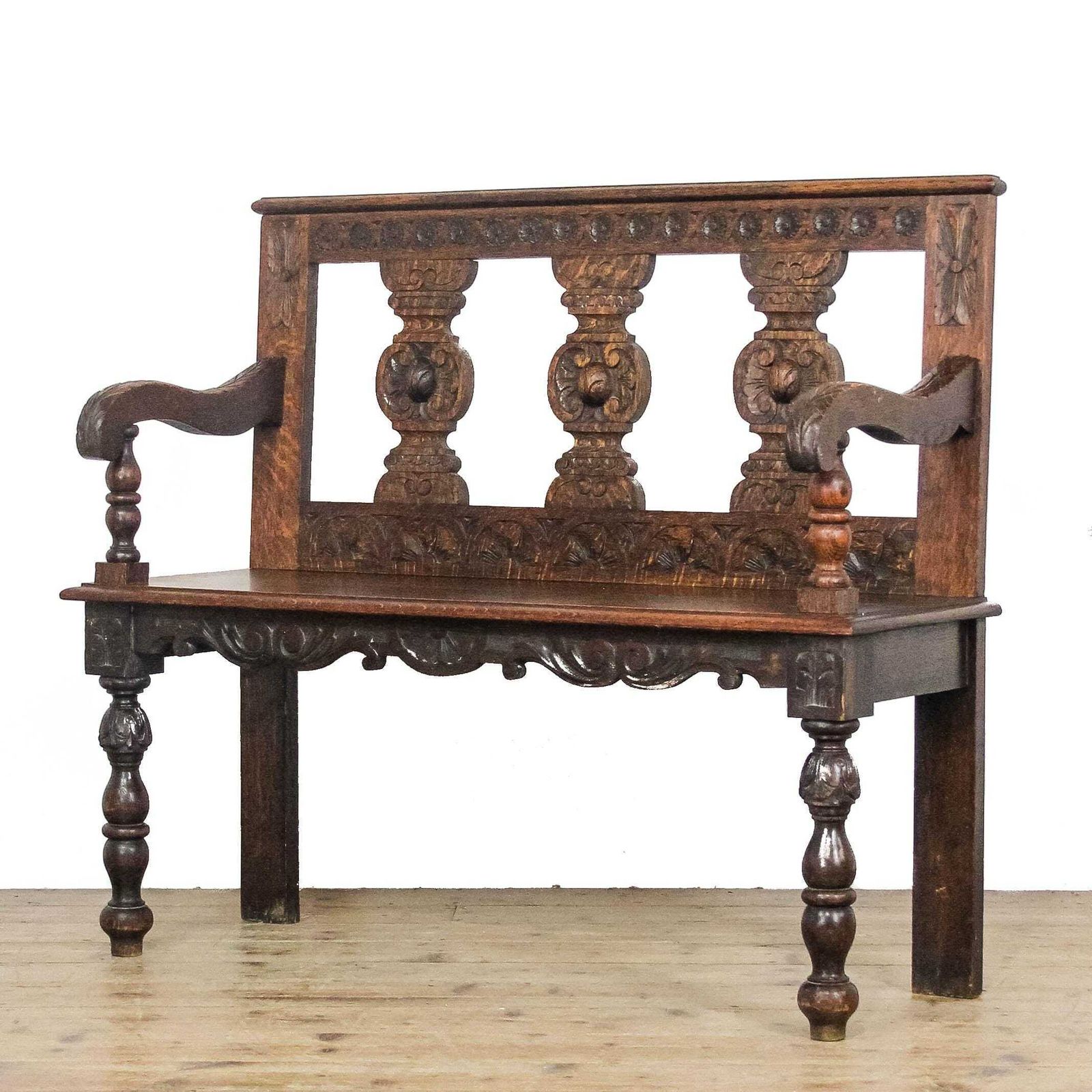 Antique Victorian Carved Oak Hall Bench | Antique Tables | Benches | Oak Bench | Antique Bench | Antique Oak Tables