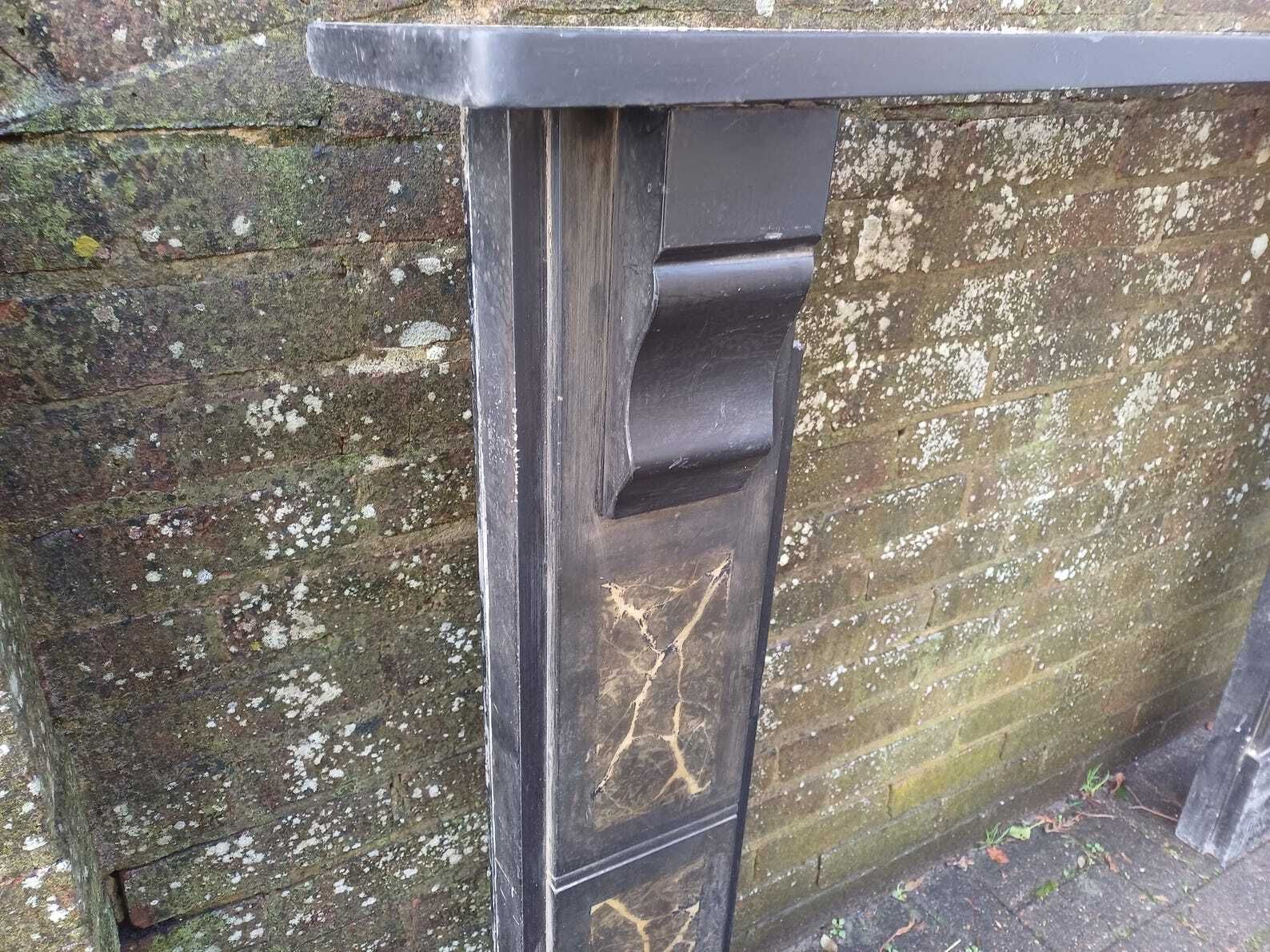 Victorian Slate Fire Surround Mantelpiece Antique Fireplace Surround Painted Faux Marble Columns Architectural Salvage Free Hand Delivery photo furniture