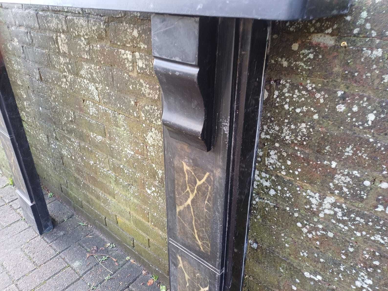 Victorian Slate Fire Surround Mantelpiece Antique Fireplace Surround Painted Faux Marble Columns Architectural Salvage Free Hand Delivery photo buy