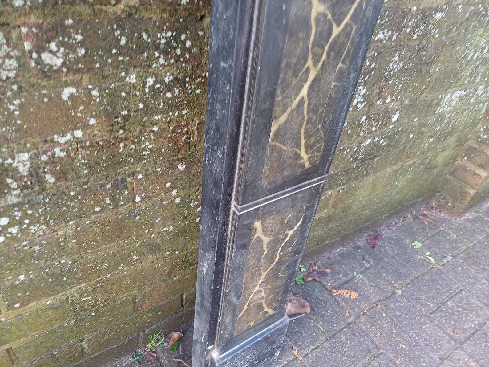 Victorian Slate Fire Surround Mantelpiece Antique Fireplace Surround Painted Faux Marble Columns Architectural Salvage Free Hand Delivery photo vintage
