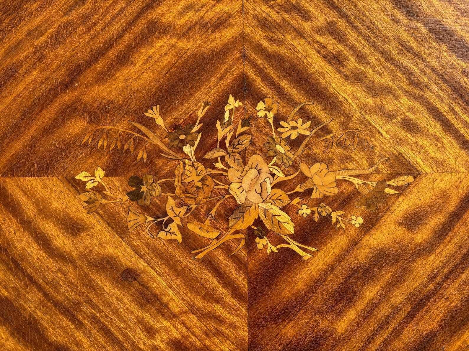 Vintage French Coffee Table Louis Xv1 Style Marquetry Inlay photo furniture
