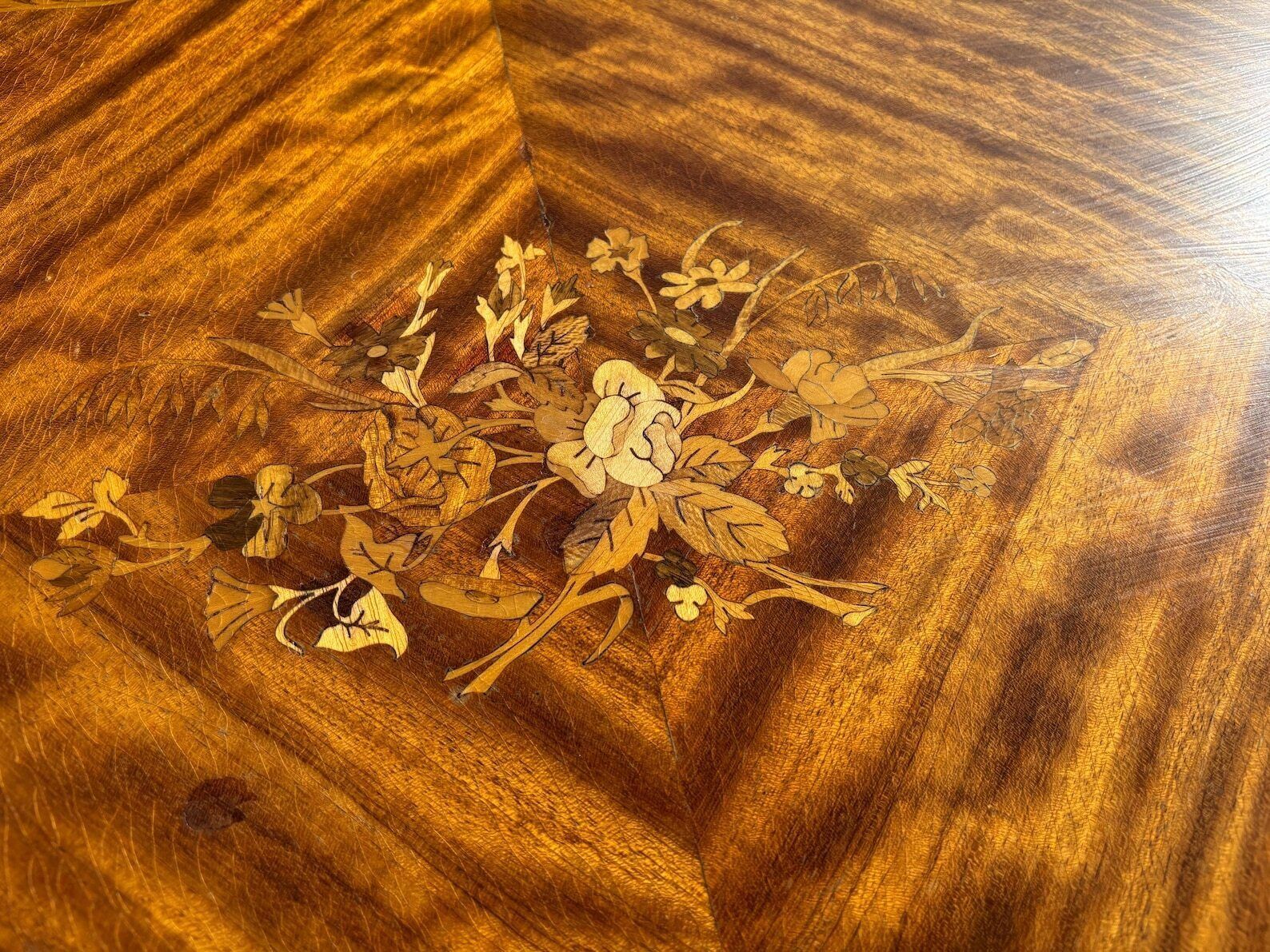 photo furniture Vintage French Coffee Table Louis Xv1 Style Marquetry Inlay